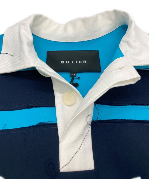 BOTTER (ボッター) オーバーサイズボーダーポロシャツ ブルー サイズ:42