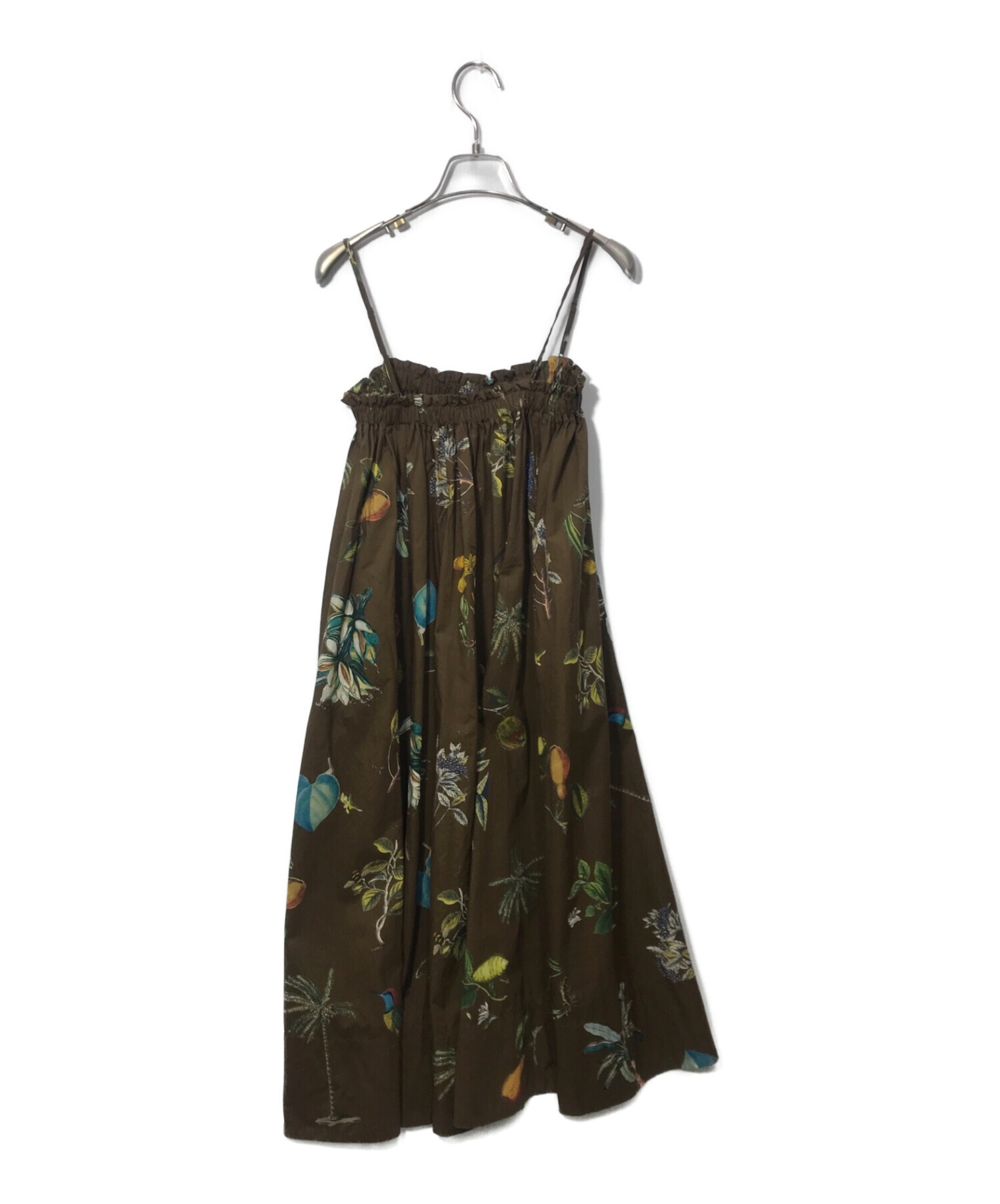 CABaN (キャバン) コットン ボタニカルプリントギャザースカート ブラウン サイズ:FREE