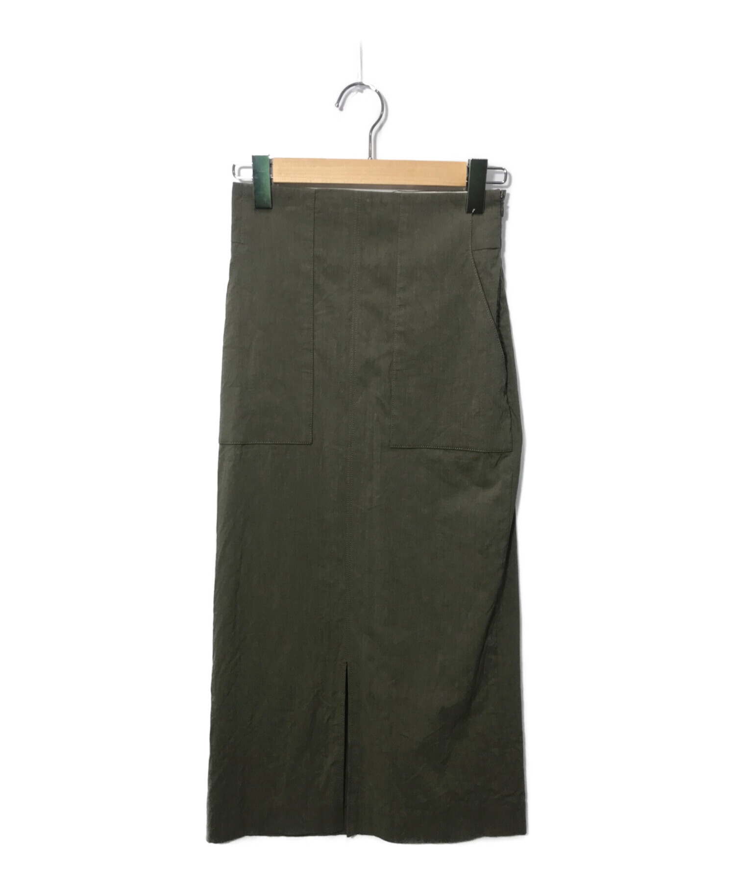 ROPE (ロペ) コットンリネンポケット付きタイトスカート カーキ サイズ:36