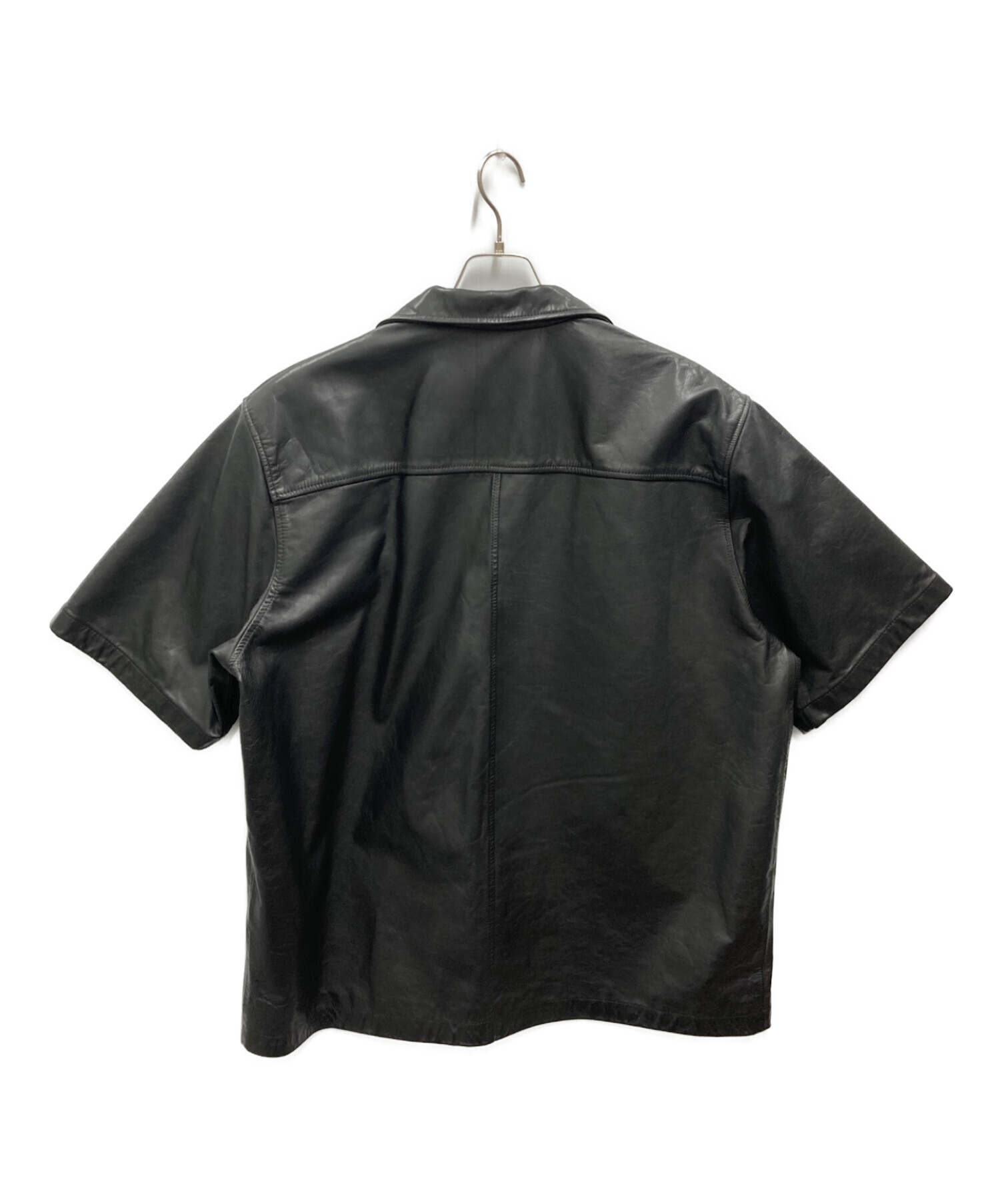 DIESEL (ディーゼル) S/Sレザーシャツジャケット ブラック サイズ:XL