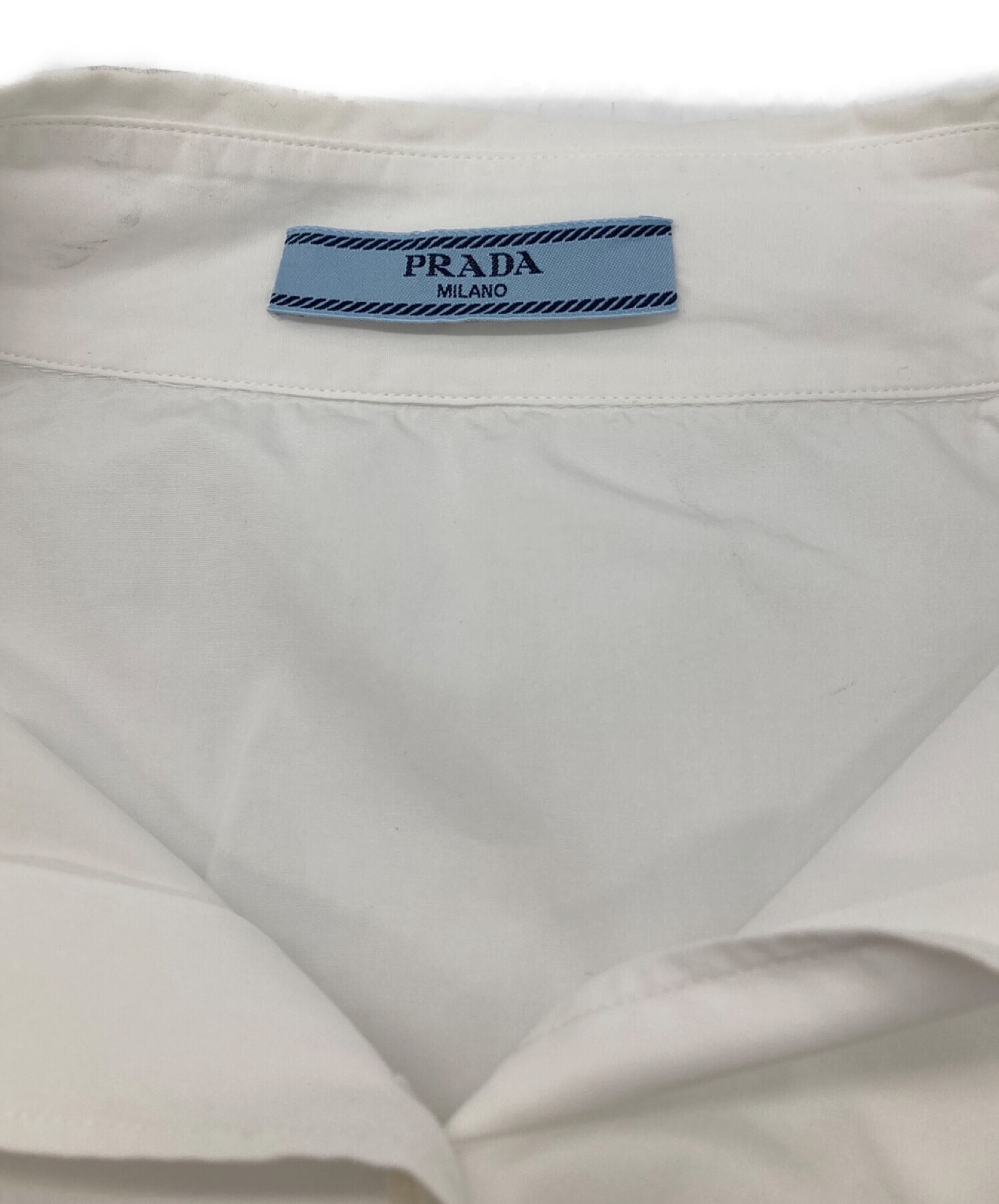 中古・古着通販】PRADA (プラダ) ロゴロングスリーブシャツ ホワイト