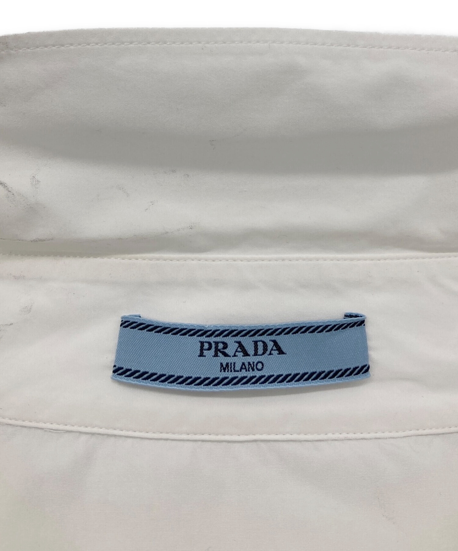 中古・古着通販】PRADA (プラダ) ロゴロングスリーブシャツ ホワイト