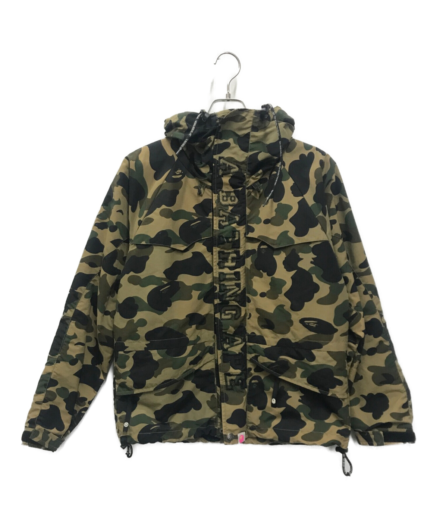 A BATHING APE (アベイシングエイプ) カモフラフーデッドジャケット ベージュ×ブラック サイズ:L