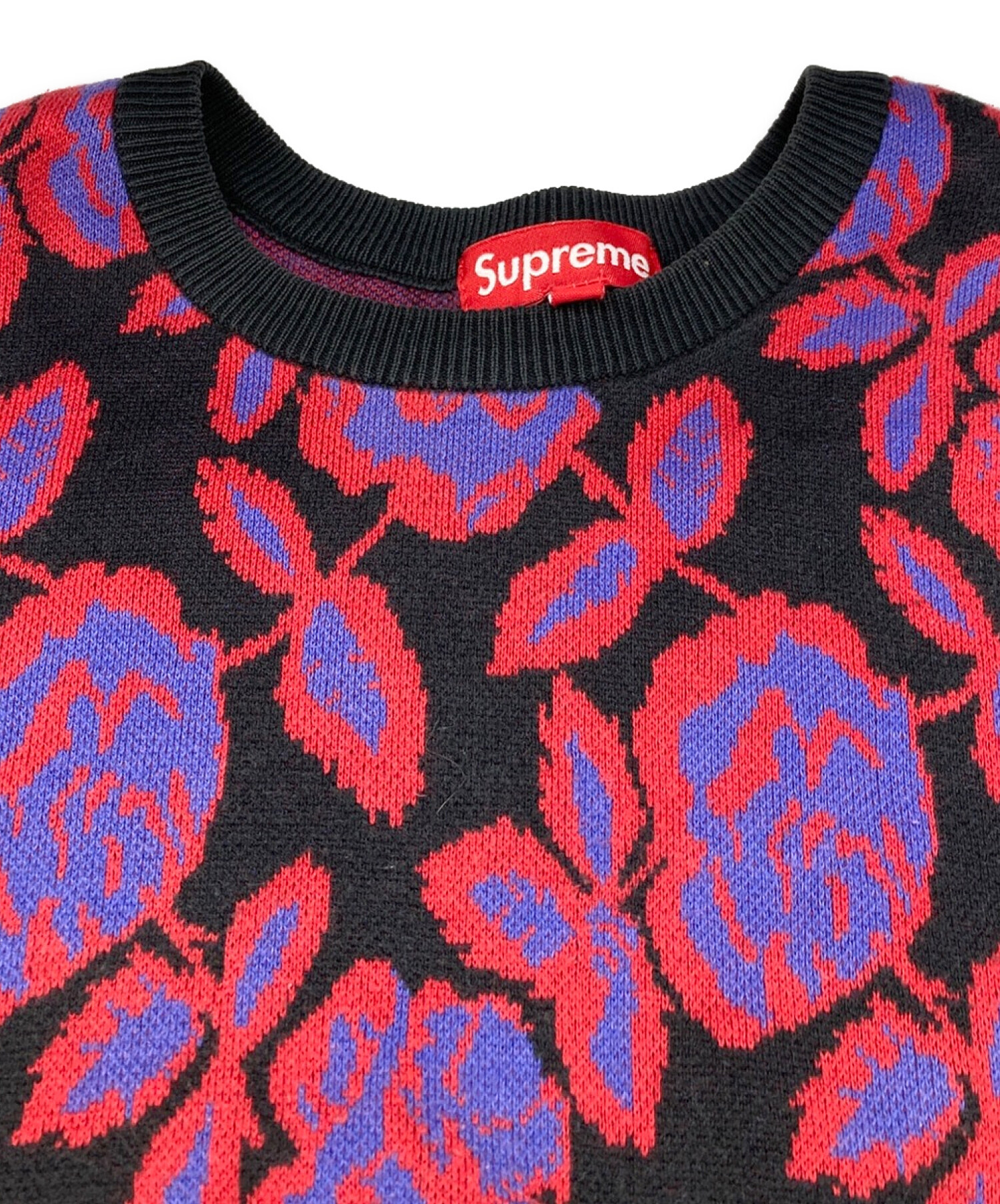 Supreme (シュプリーム) Rose Sweater レッド×ネイビー サイズ:S