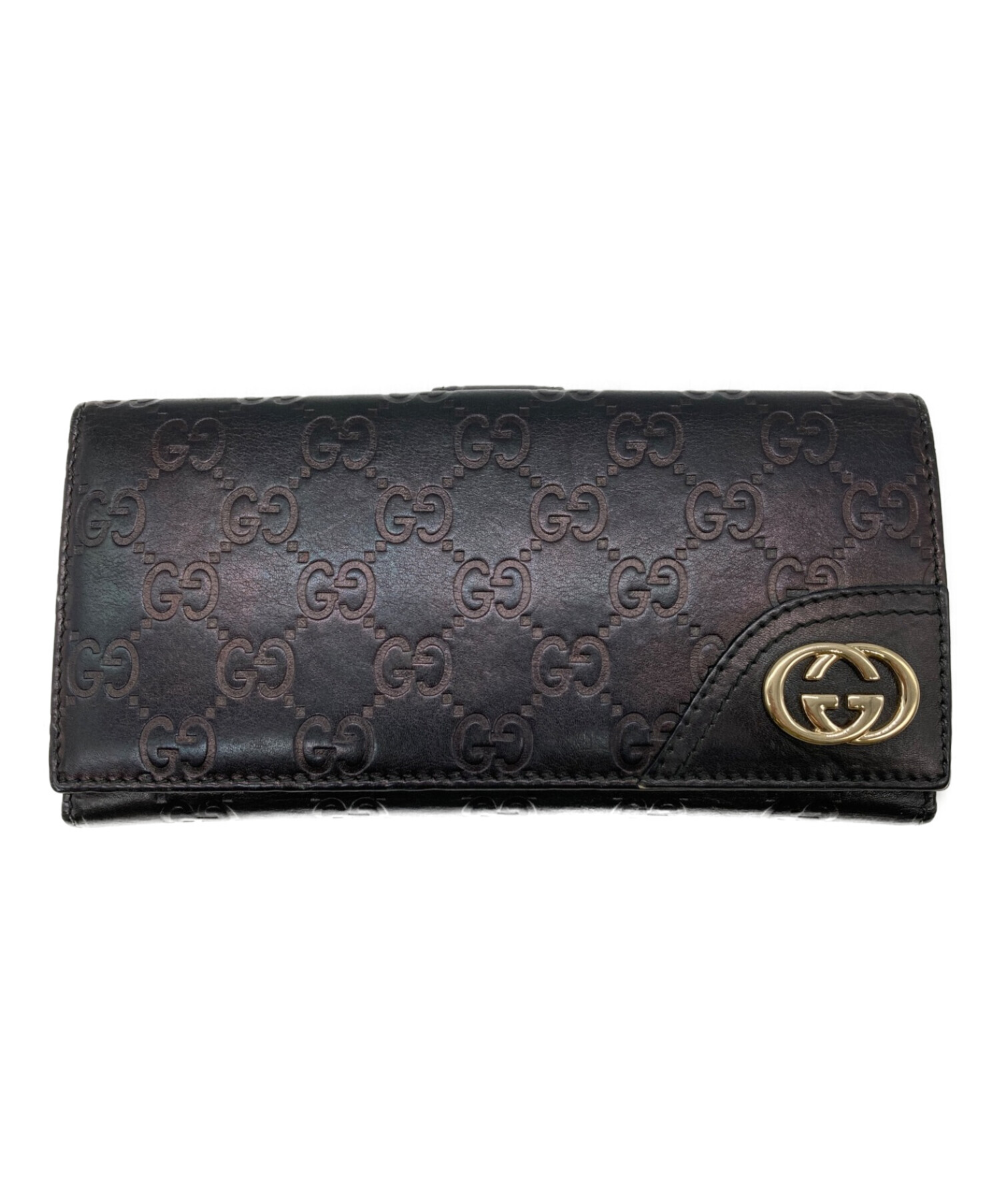 中古・古着通販】GUCCI (グッチ) インターロッキングG長財布 ブラウン