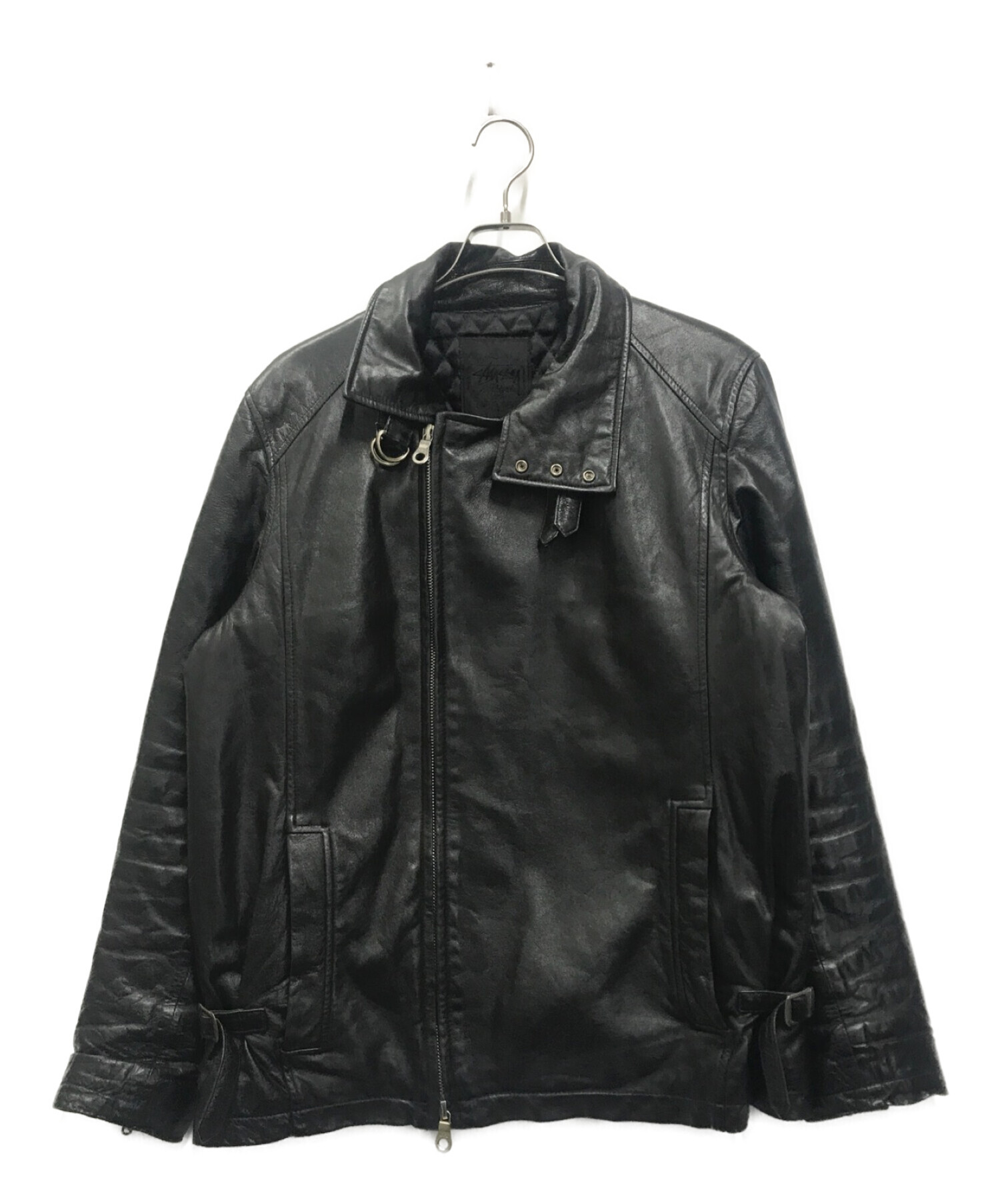 stussy (ステューシー) COW LEATHER DOUBLE RIDERS JACKET ブラック サイズ:L