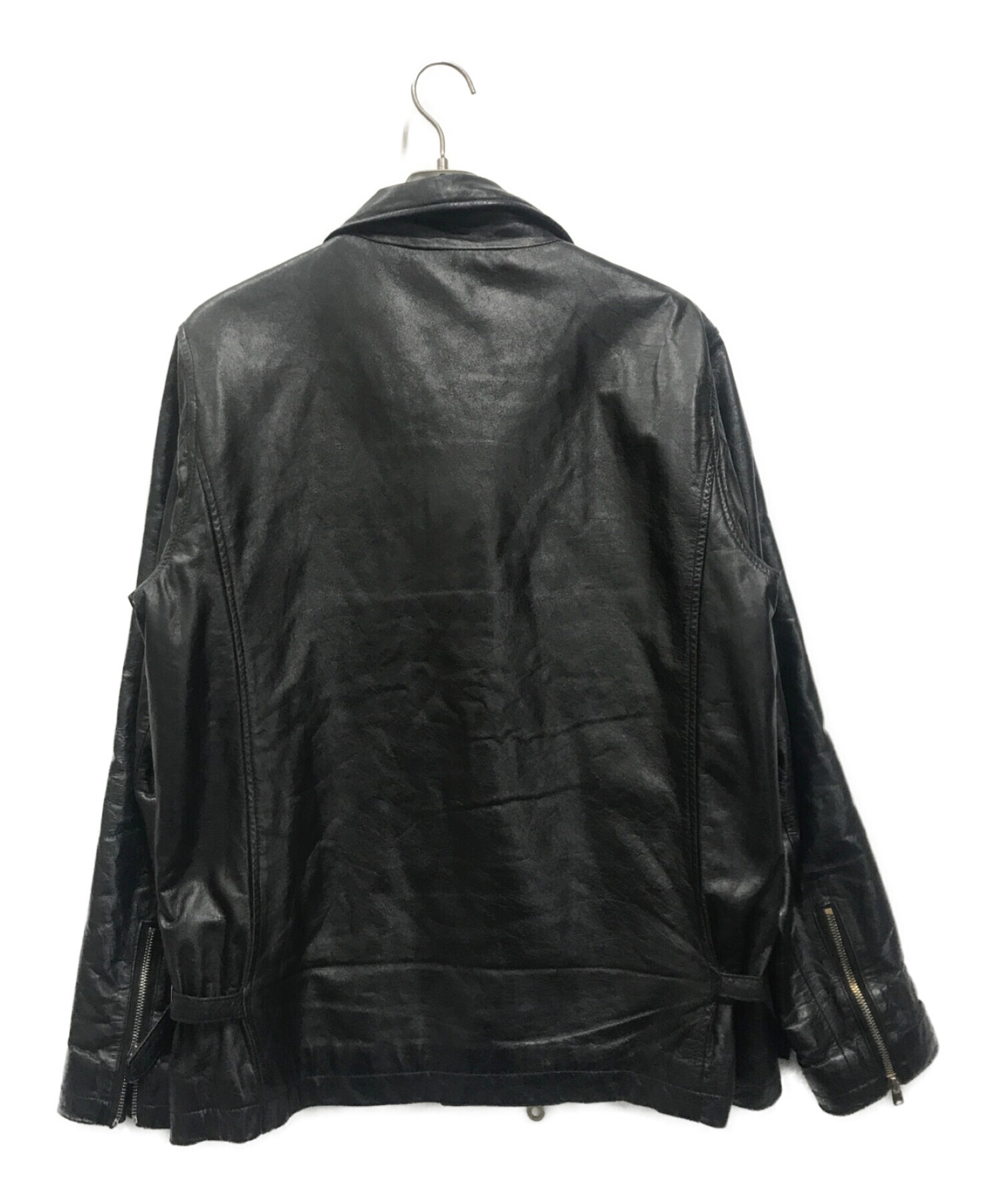 stussy (ステューシー) COW LEATHER DOUBLE RIDERS JACKET ブラック サイズ:L