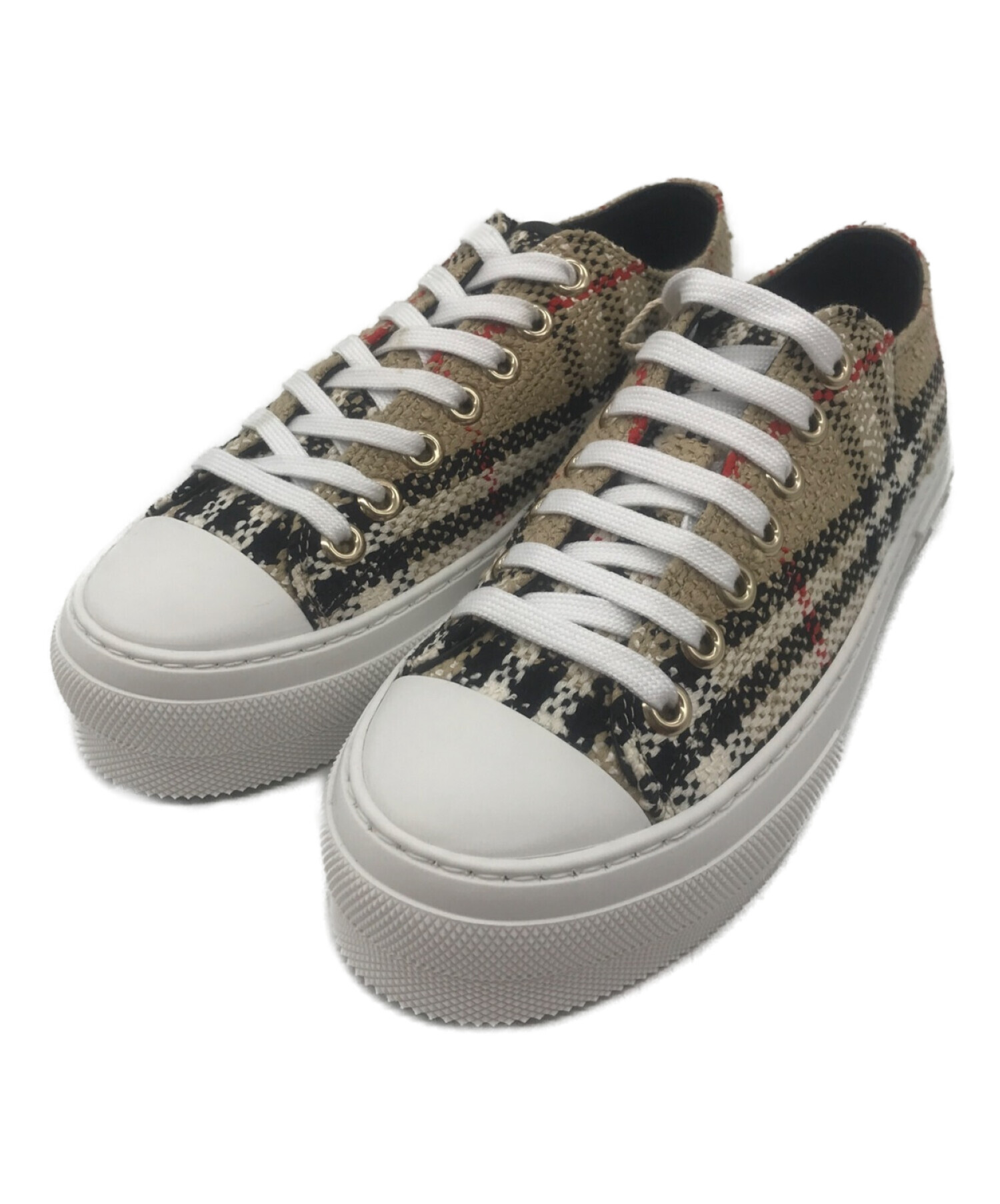 BURBERRY (バーバリー) VINTAGE CHECK COTTON LOW TOP SNEAKERS ベージュ サイズ:23.5cm