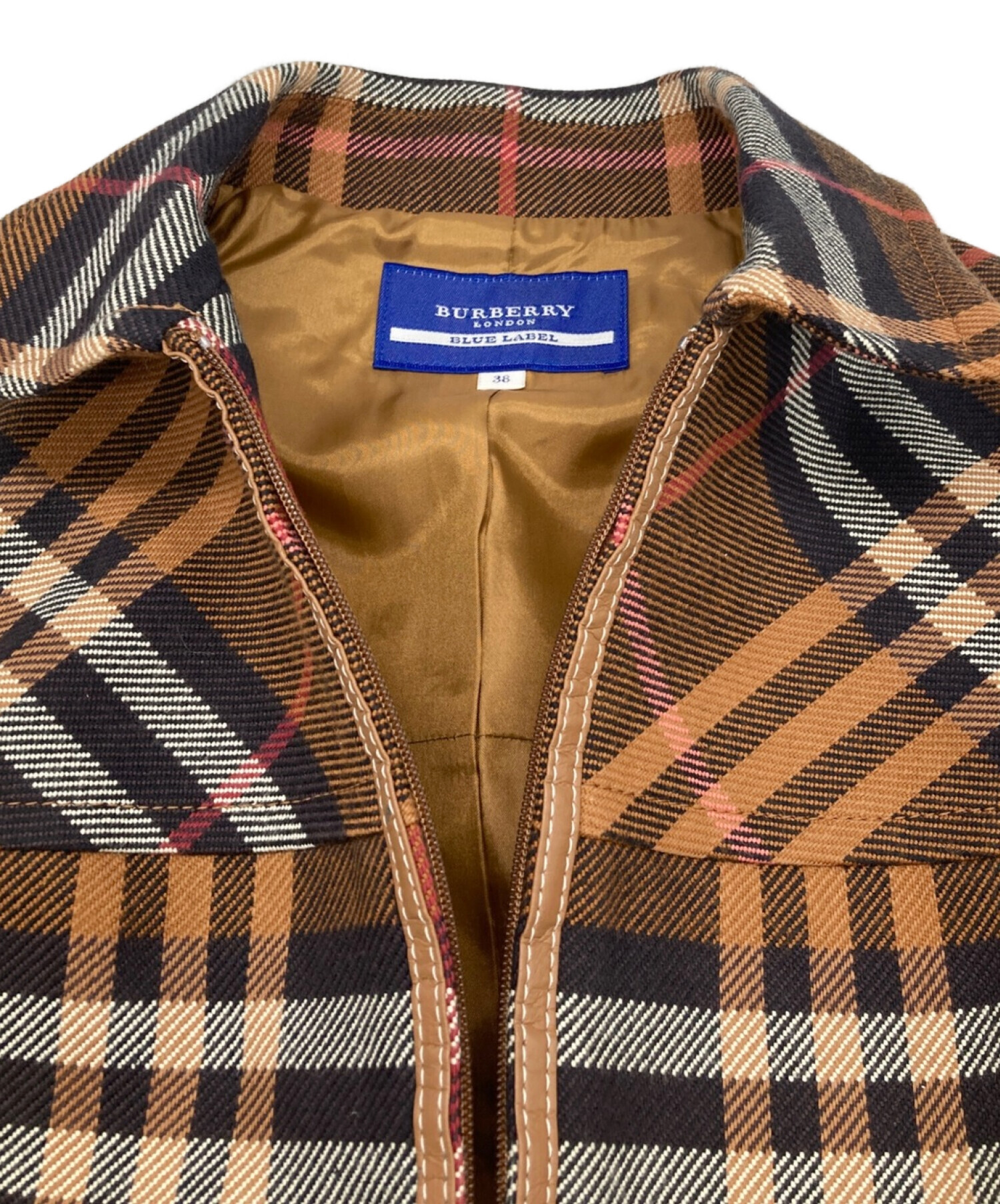 BURBERRY BLUE LABEL (バーバリーブルーレーベル) ノバチェックジップジャケット ブラウン サイズ:38