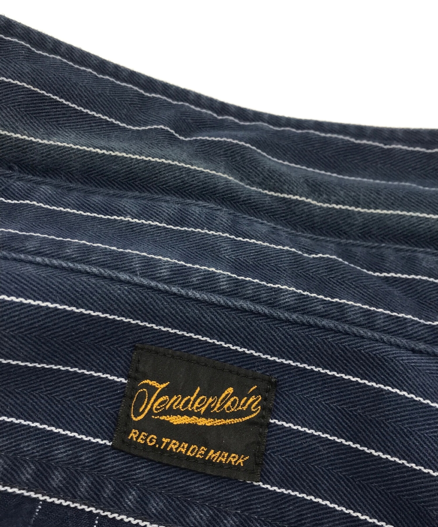 TENDERLOIN (テンダーロイン) ストライプワークシャツ ネイビー サイズ:M