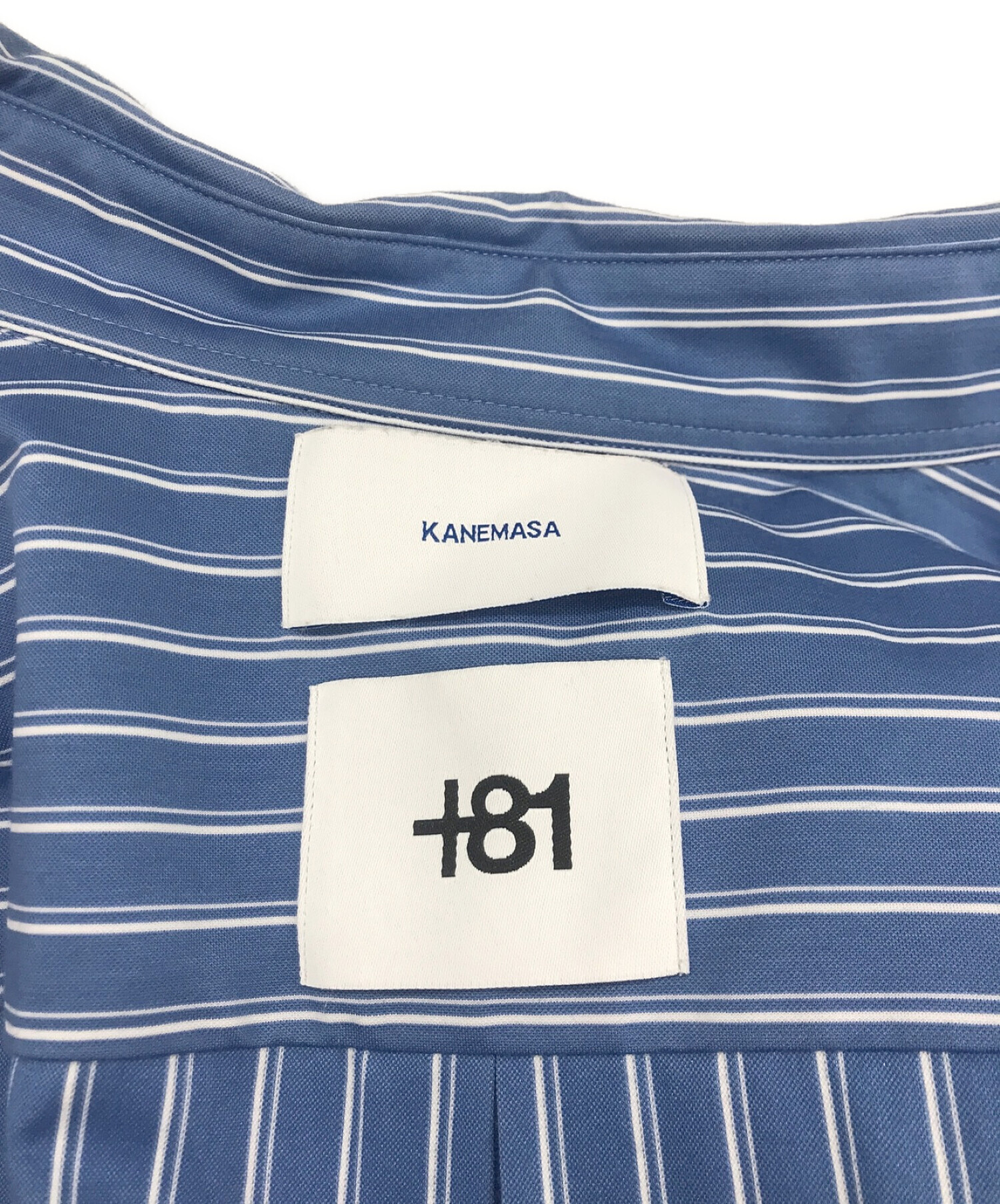 kanemasa (カネマサ) THICK AND THIN STRIPE ROYAL OX DRESS KNIT SHIRT ブルー サイズ:34