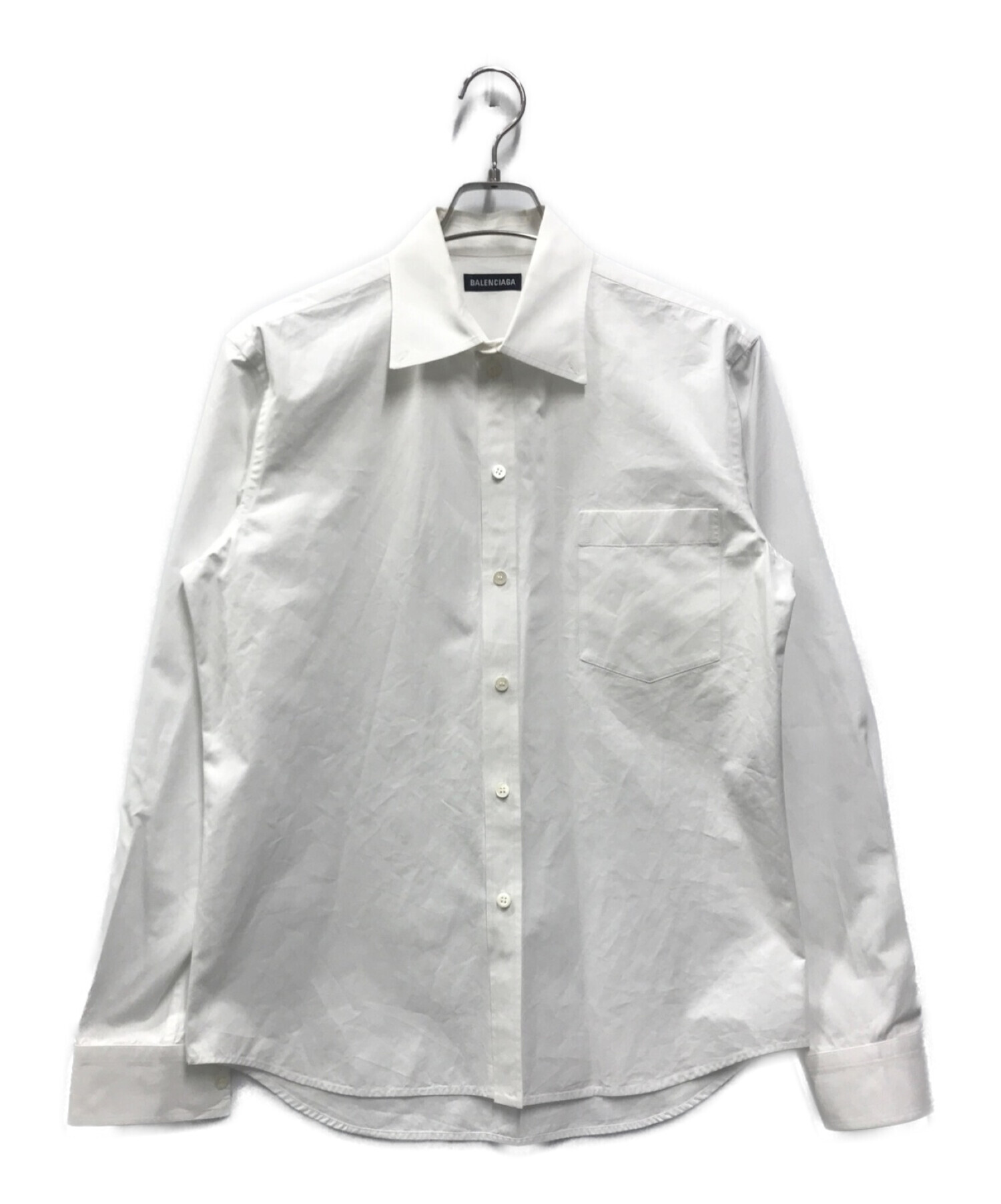 BALENCIAGA (バレンシアガ) ネックタグコットンシャツ ホワイト サイズ:37