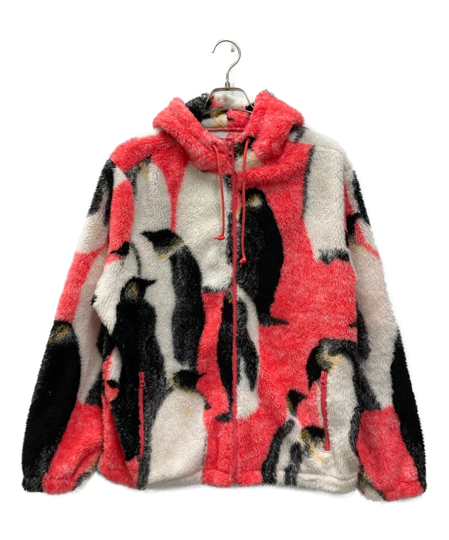 SUPREME (シュプリーム) Penguins Hooded Fleece Jacket ホワイト×ピンク サイズ:S