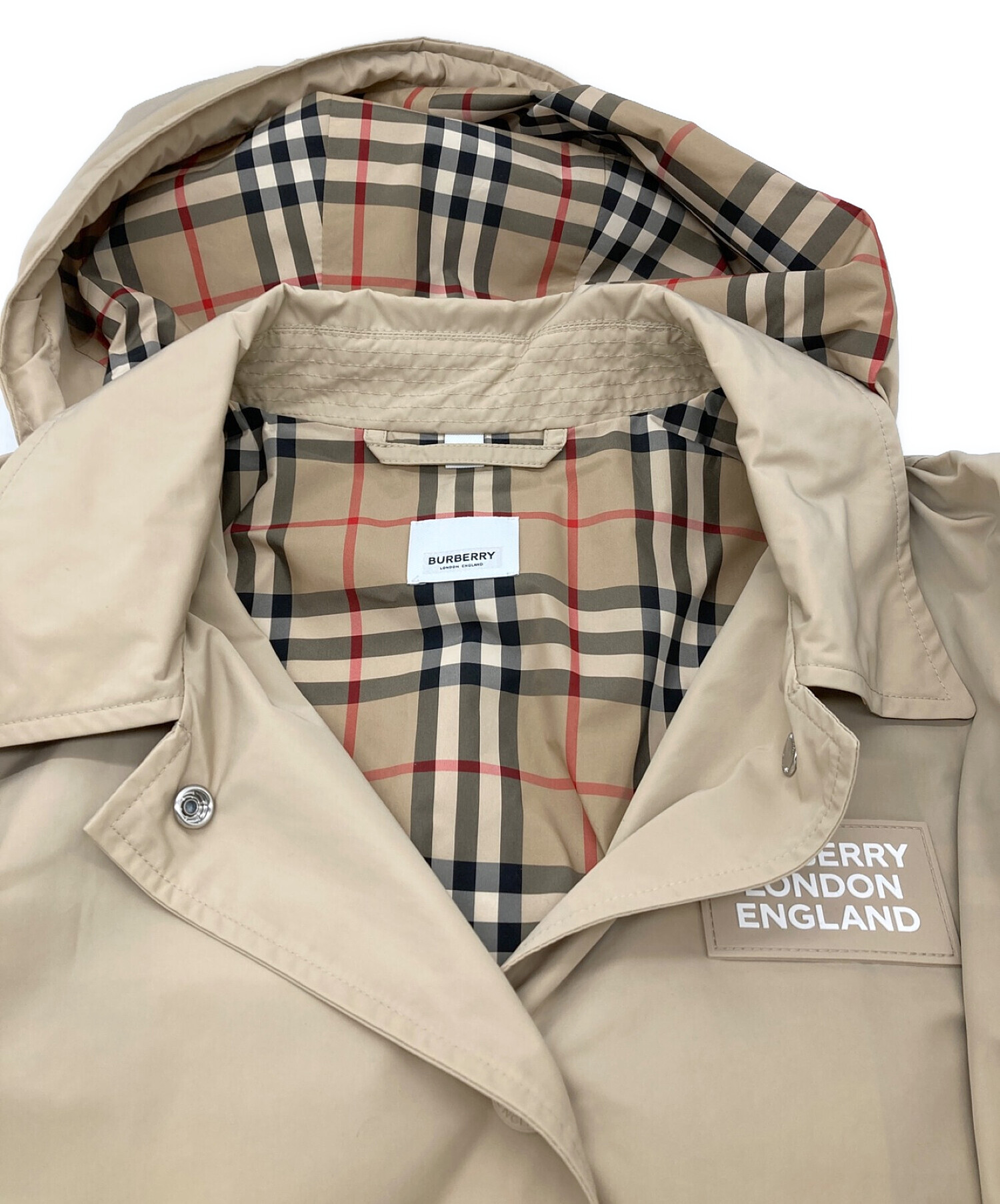 中古・古着通販】BURBERRY (バーバリー) デタッチャブルフード シェイプメモリータフタ カーコート ベージュ  サイズ:US8｜ブランド・古着通販 トレファク公式【TREFAC FASHION】スマホサイト