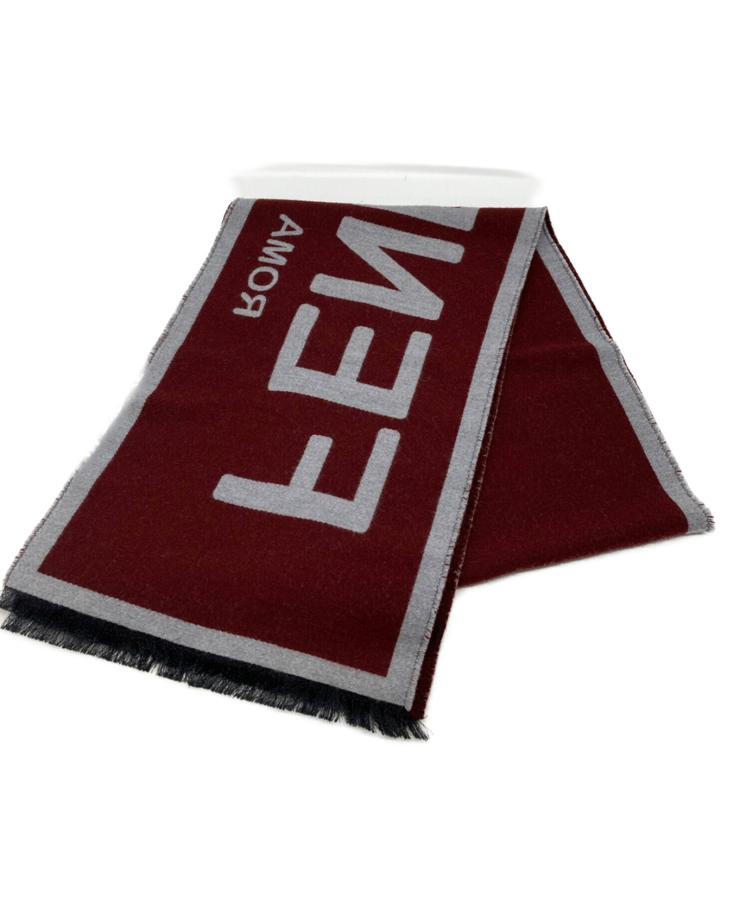 中古・古着通販】FENDI (フェンディ) シルクウールマフラー ボルドー