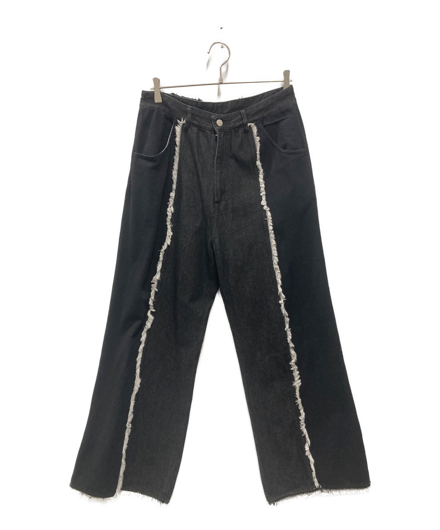 GIDEAL (-) fringe wide flare pants ブラック サイズ:2