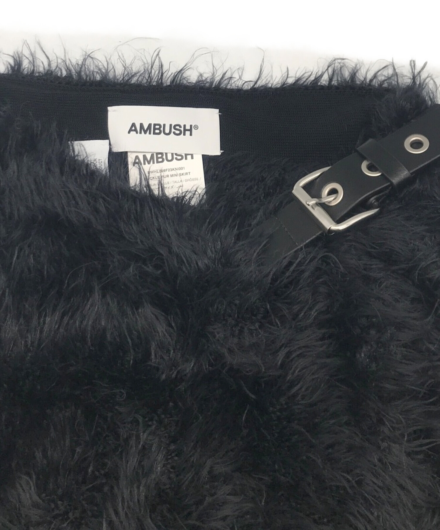 AMBUSH (アンブッシュ) BUCKLE FUR MINI SKIRT ブラック サイズ:S