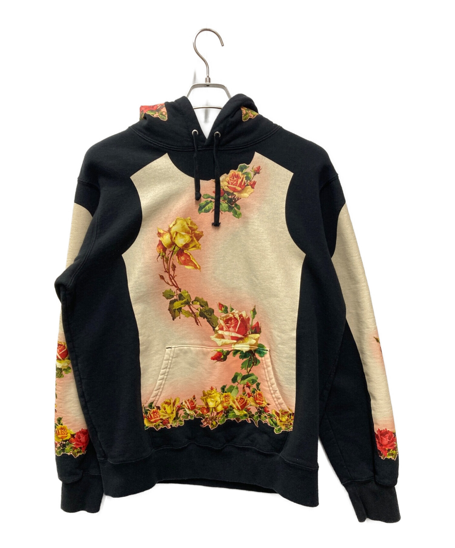 SUPREME (シュプリーム) Jean Paul GAULTIER (ジャンポールゴルチェ) Floral Print Hooded  Sweatshirt ブラック×イエロー サイズ:M
