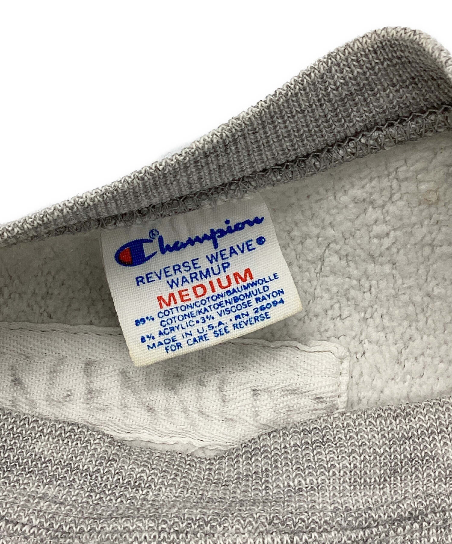 Champion REVERSE WEAVE (チャンピオンリバースウィーブ) 80's USMA 染み込みプリント リバース ウィーブ スウェット  グレー サイズ:M