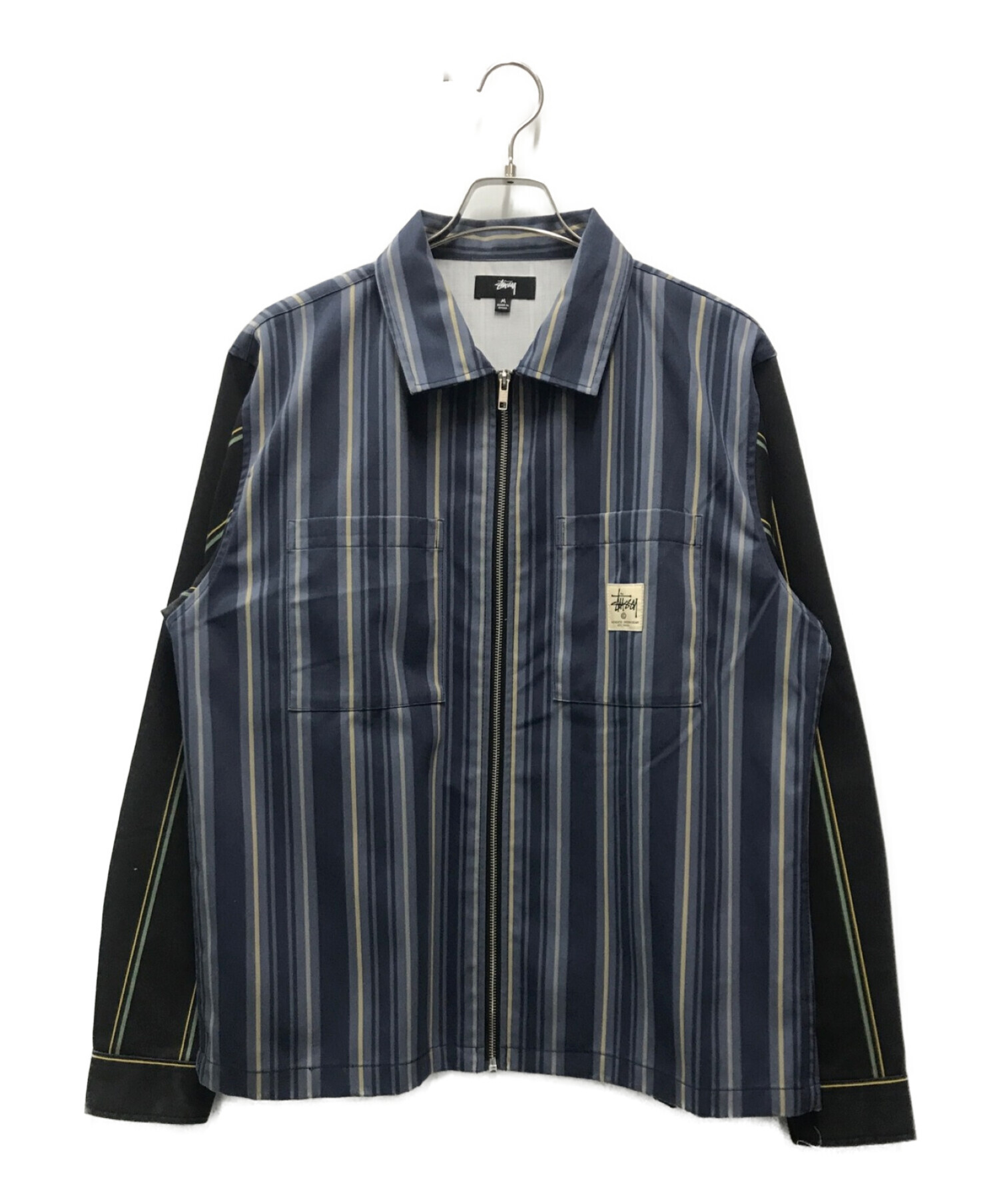 stussy (ステューシー) Mix Stripe Zip Up Work ブルー サイズ:M