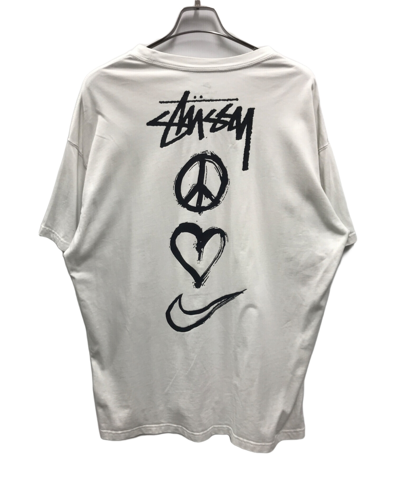 NIKE (ナイキ) stussy (ステューシー) Peace Love Swoosh T-shirt ホワイト サイズ:XL