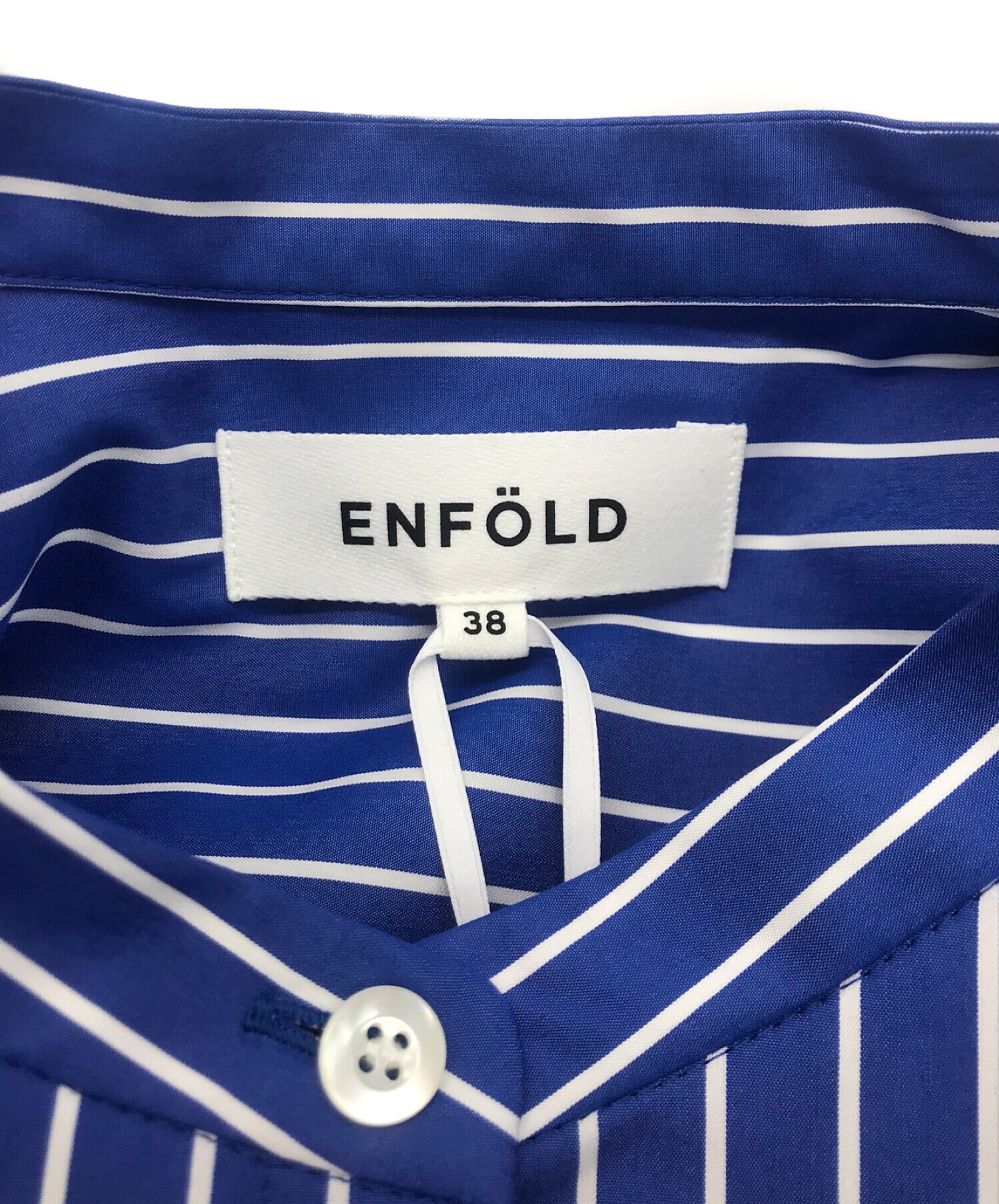 ENFOLD (エンフォルド) WAVE-HEM SHIRT ブルー サイズ:38