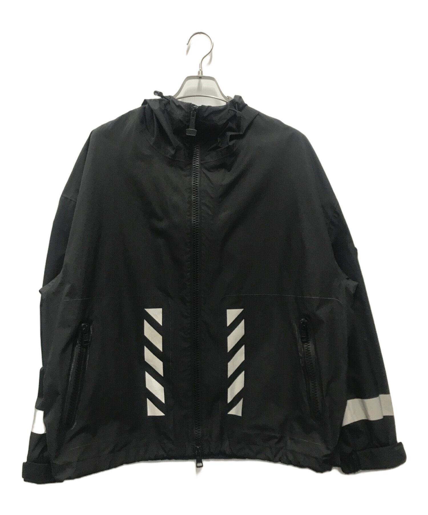 MONCLER (モンクレール) OFFWHITE (オフホワイト) リフレクティブロゴプリントブルゾン ブラック サイズ:2