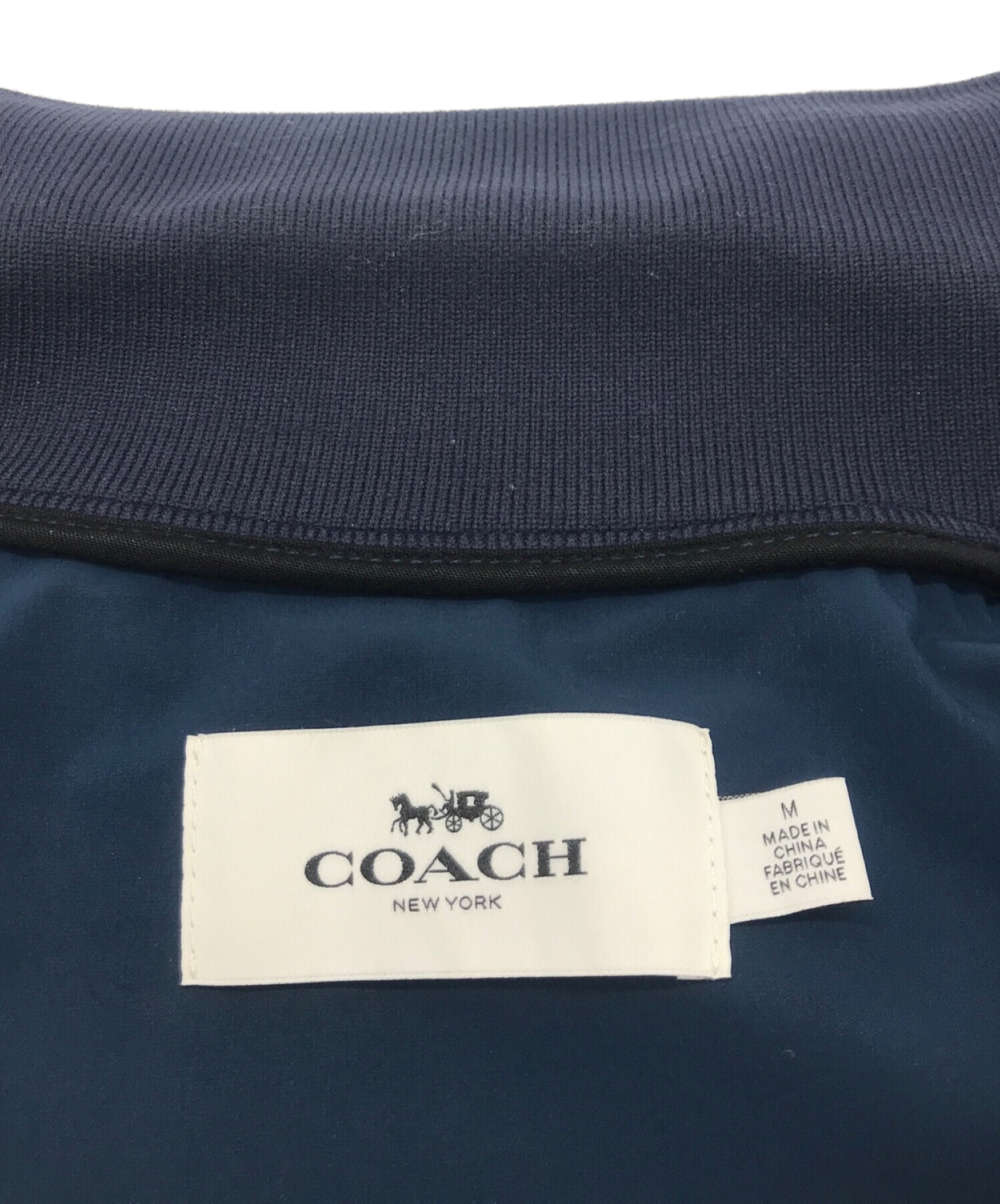 COACH (コーチ) サイドロゴライン ジップアップ ボンバージャケット ネイビー サイズ:M