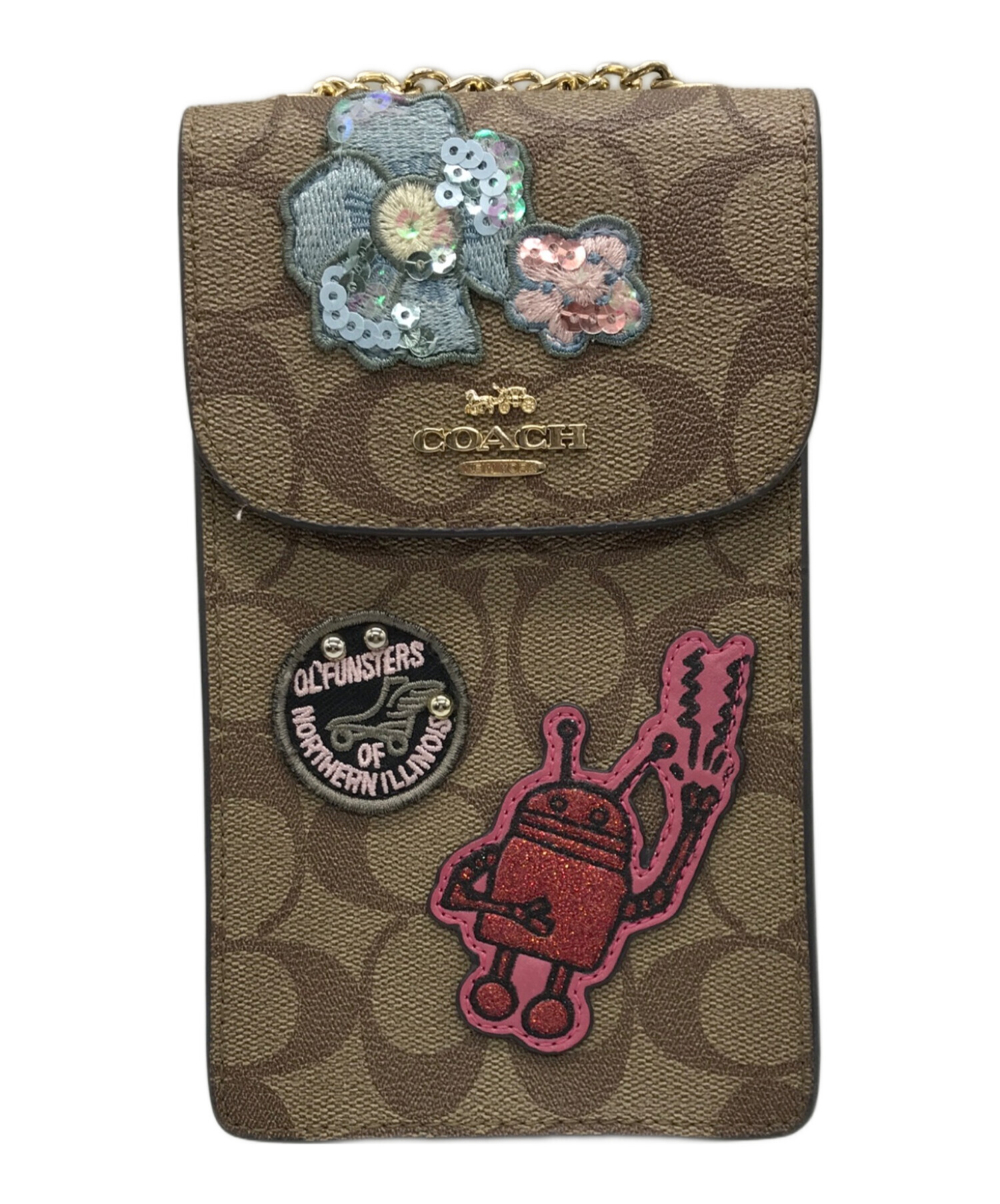 COACH (コーチ) keith haring (キースヘリング) パッチワークショルダーバッグ ブラウン