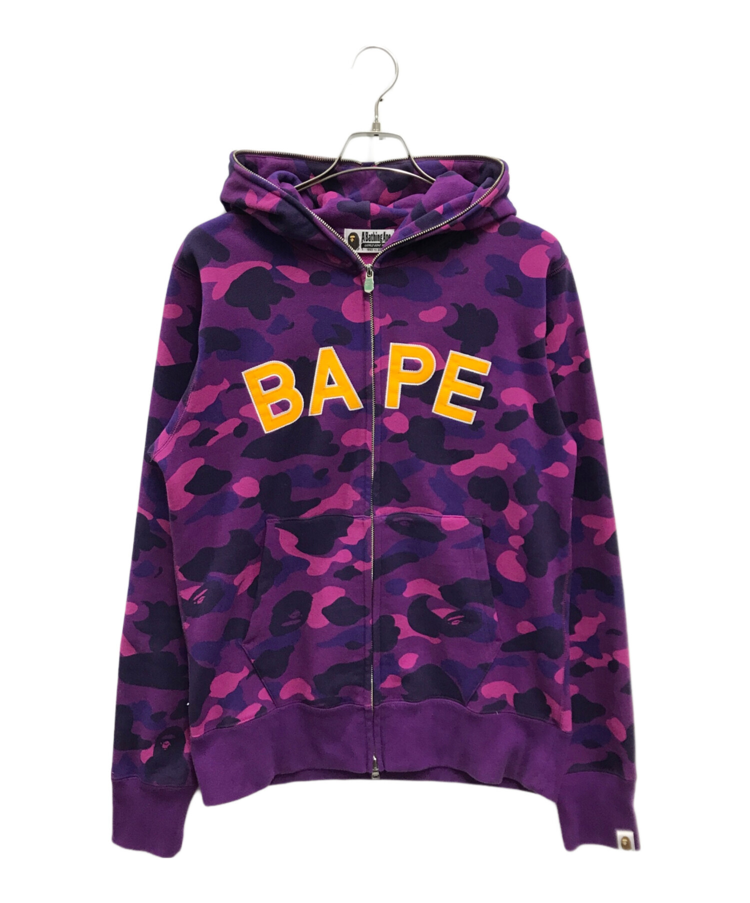 A BATHING APE (アベイシングエイプ) パープルカモフルジップロゴパーカー パープル サイズ:L