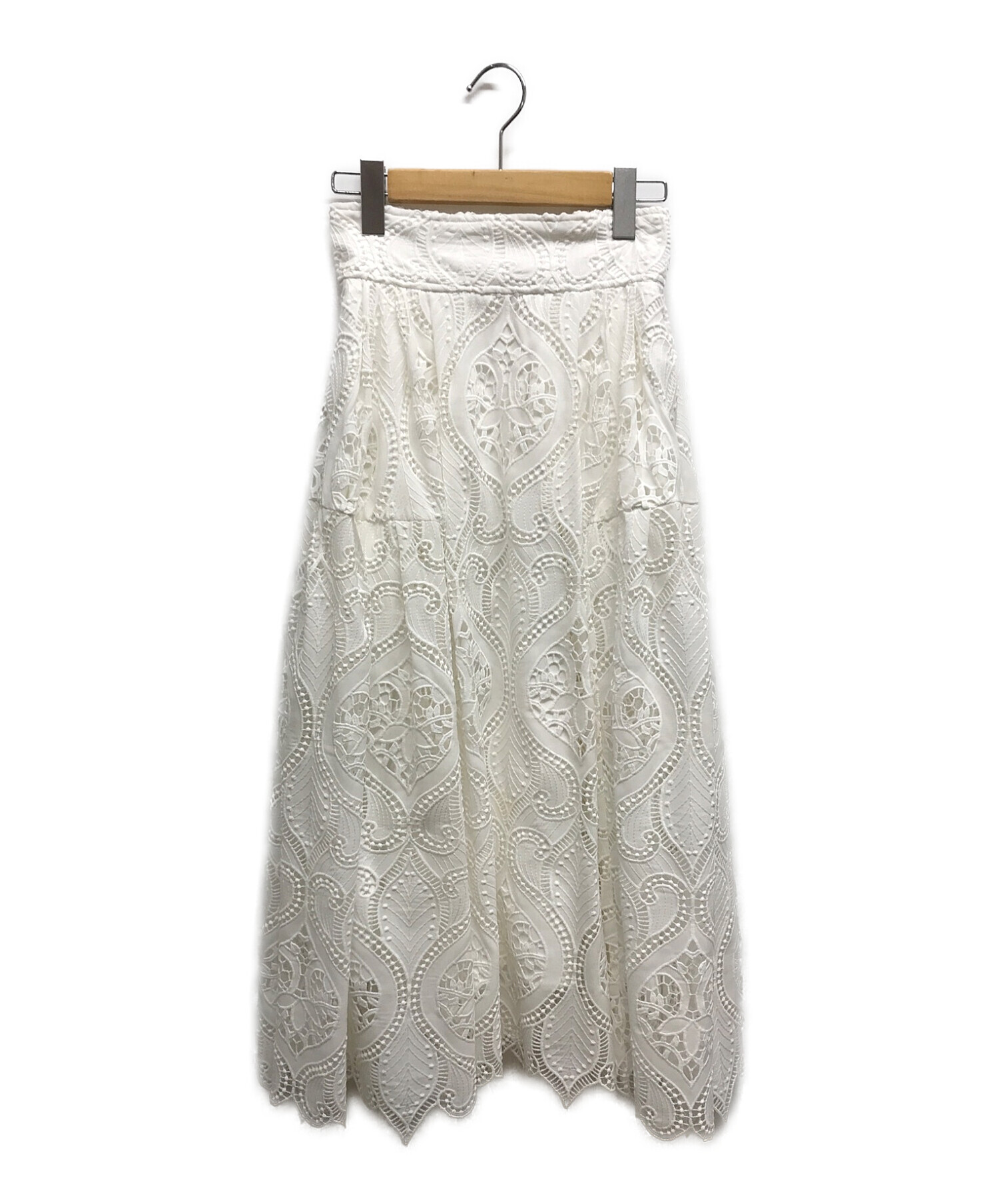 JENNE (ジェンヌ) 総レースタックフレンチスカート ホワイト サイズ:M