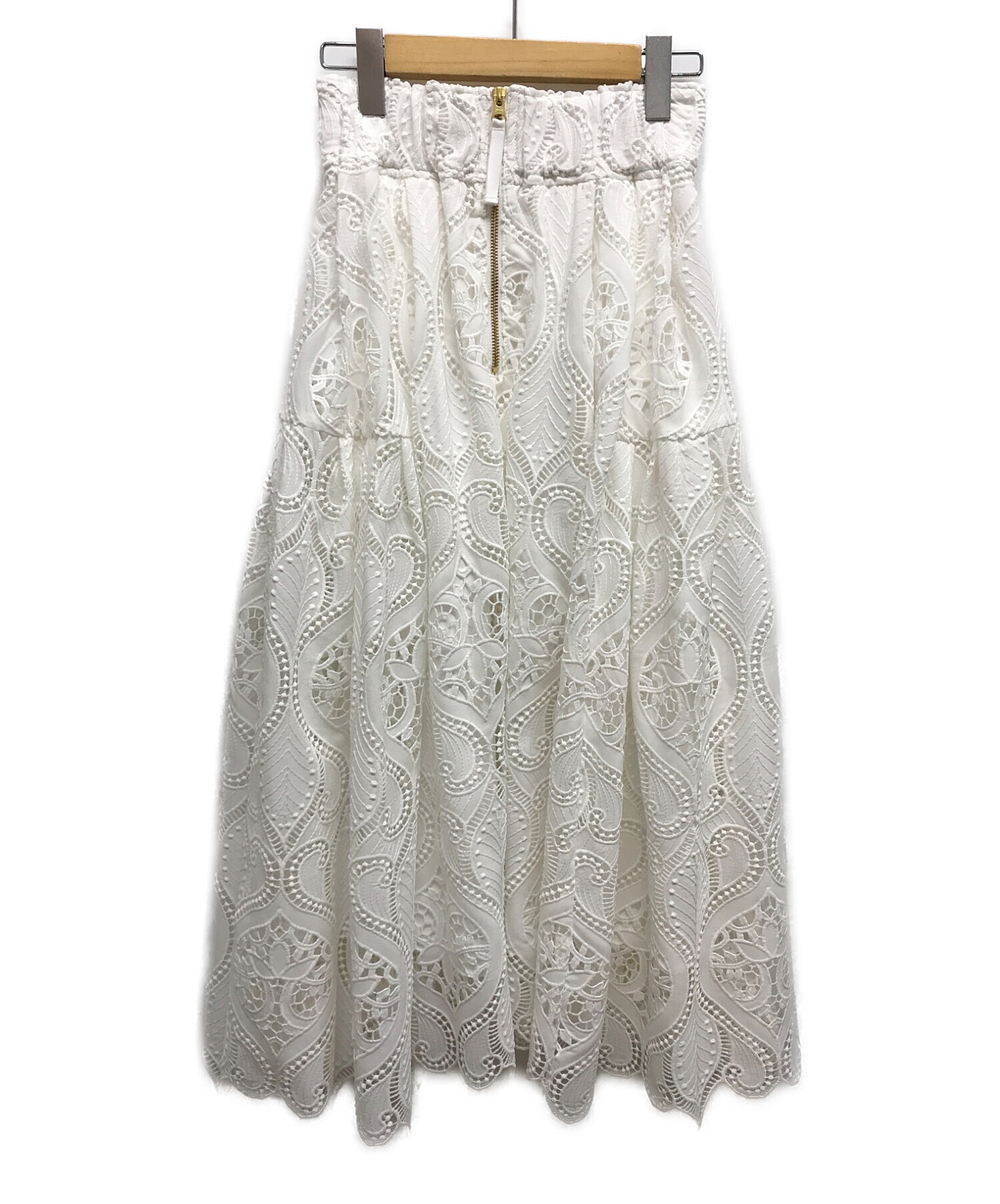 JENNE (ジェンヌ) 総レースタックフレンチスカート ホワイト サイズ:M