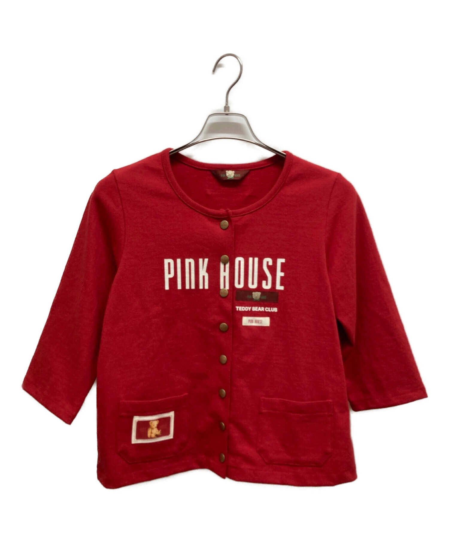 PINK HOUSE (ピンクハウス) ベアー刺繍スウェットカーディガン レッド サイズ:M