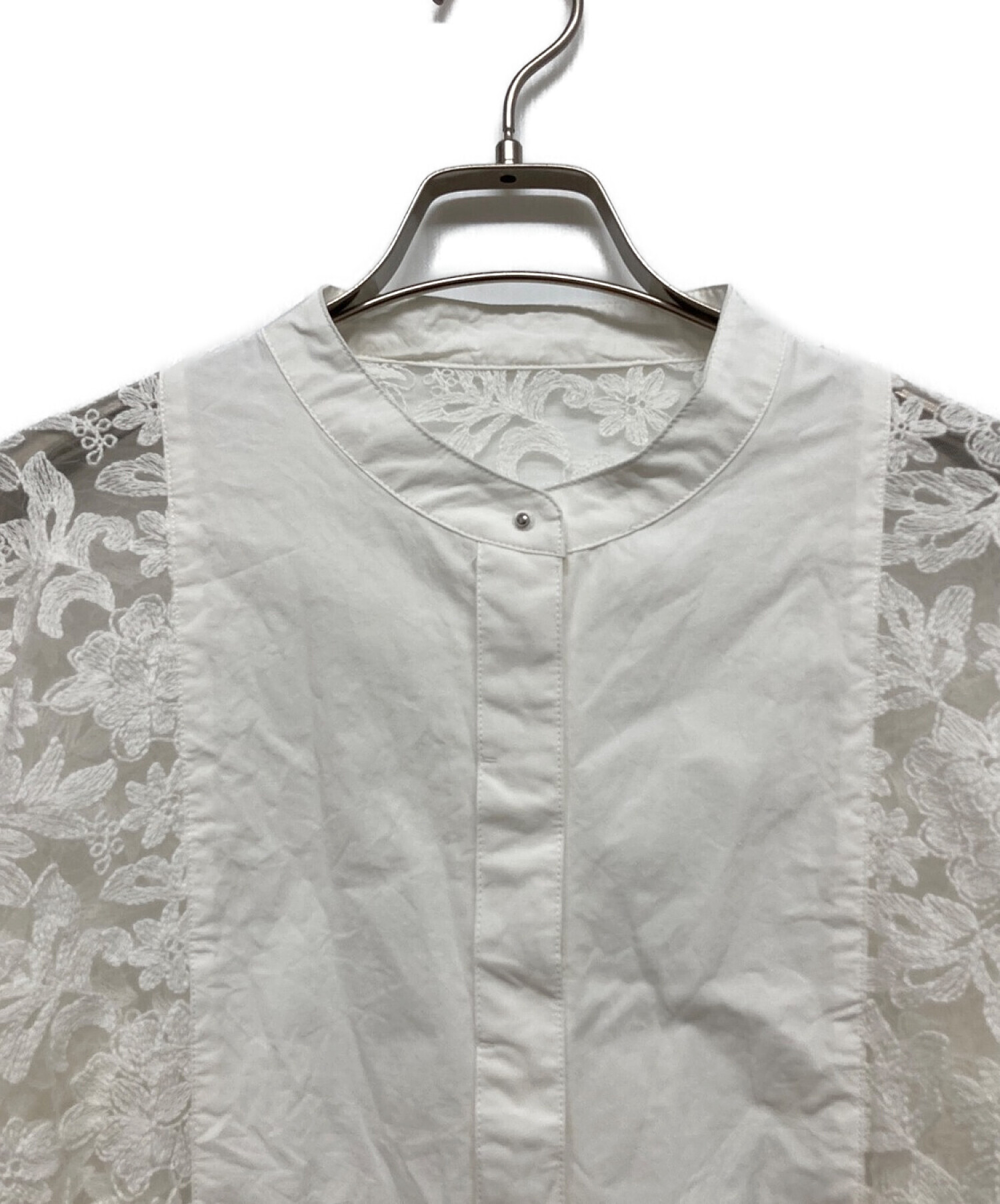 ELLIE (エリー) スタンドカラーレースシャツ ホワイト サイズ:38