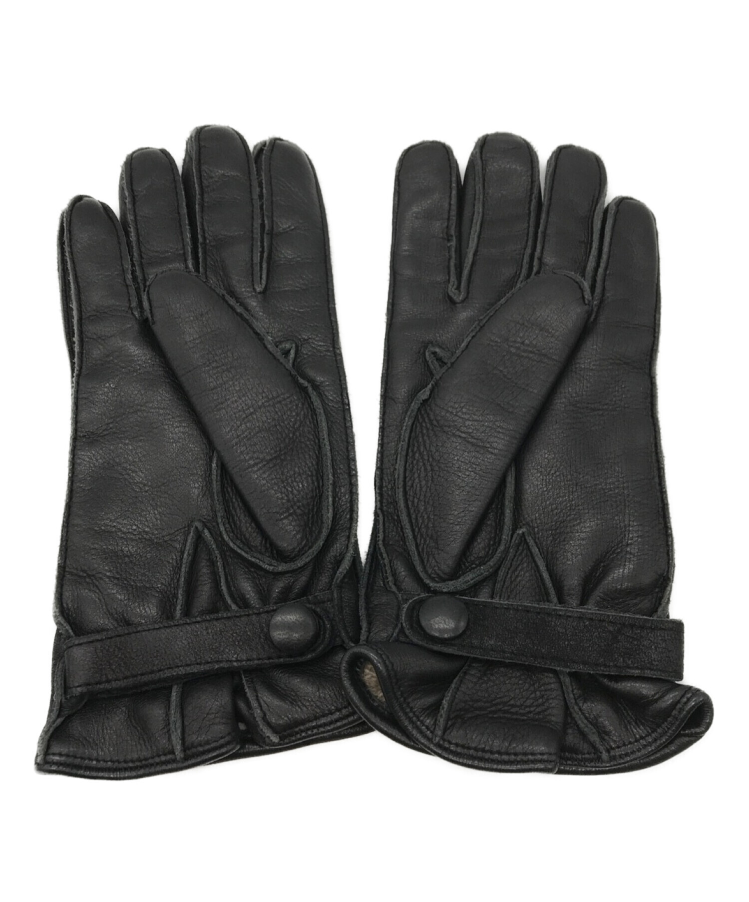 フェンディ FENDI ロゴ FXY010 手袋 グローブ ウール ブラック 美品約27cm手首幅