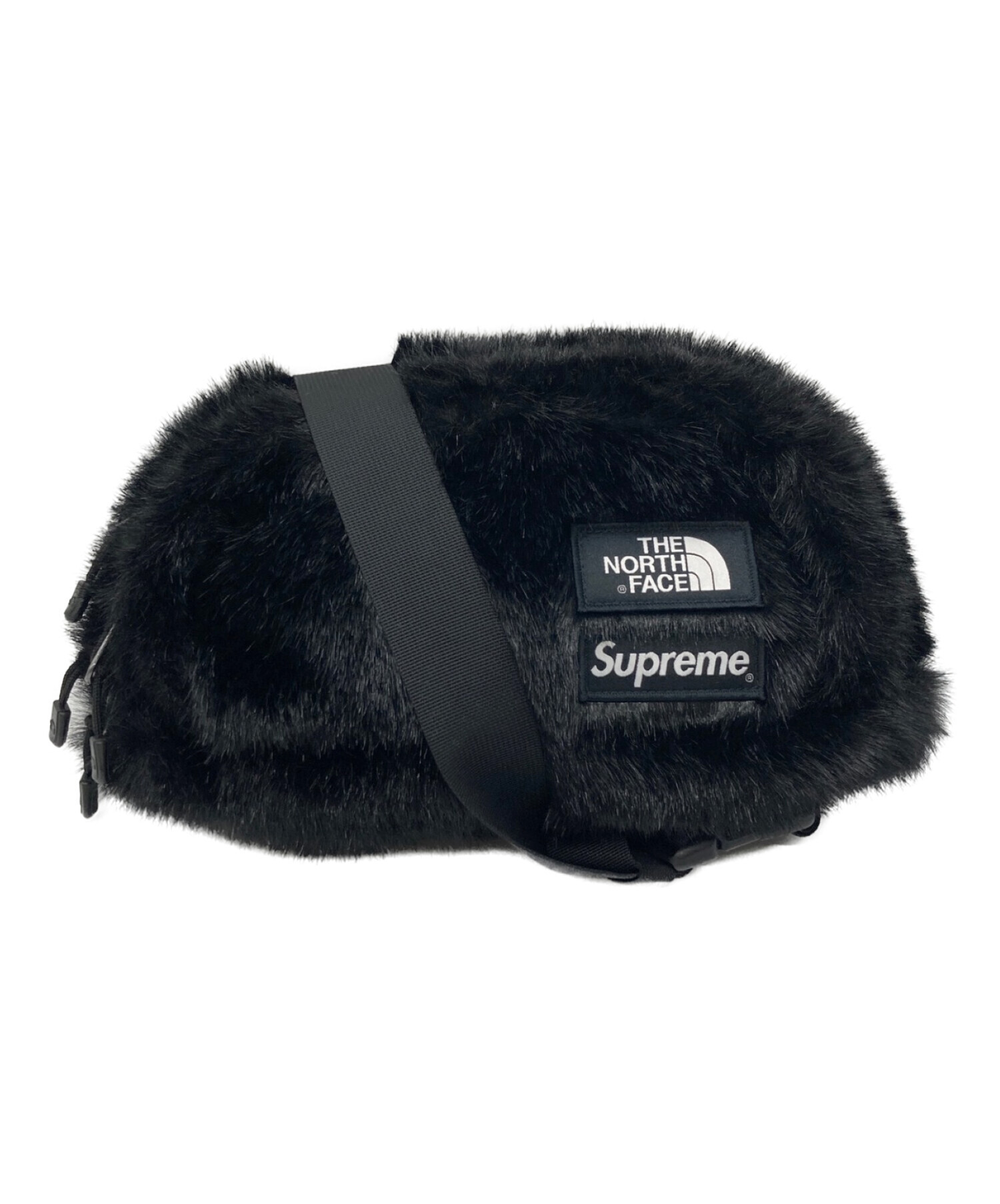 supreme the north face fur waist bag 黒