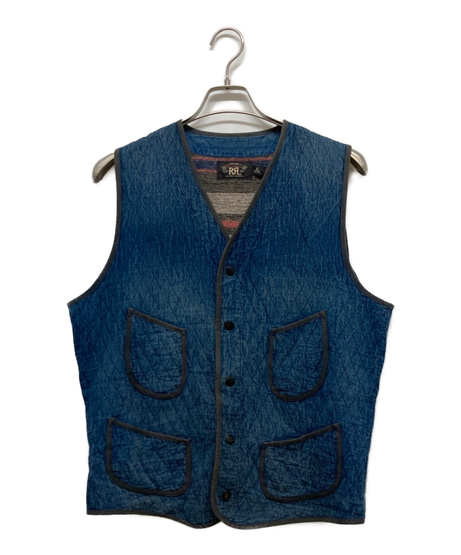 中古・古着通販】RRL (ダブルアールエル) INDIGO QUILTING VEST ブルー