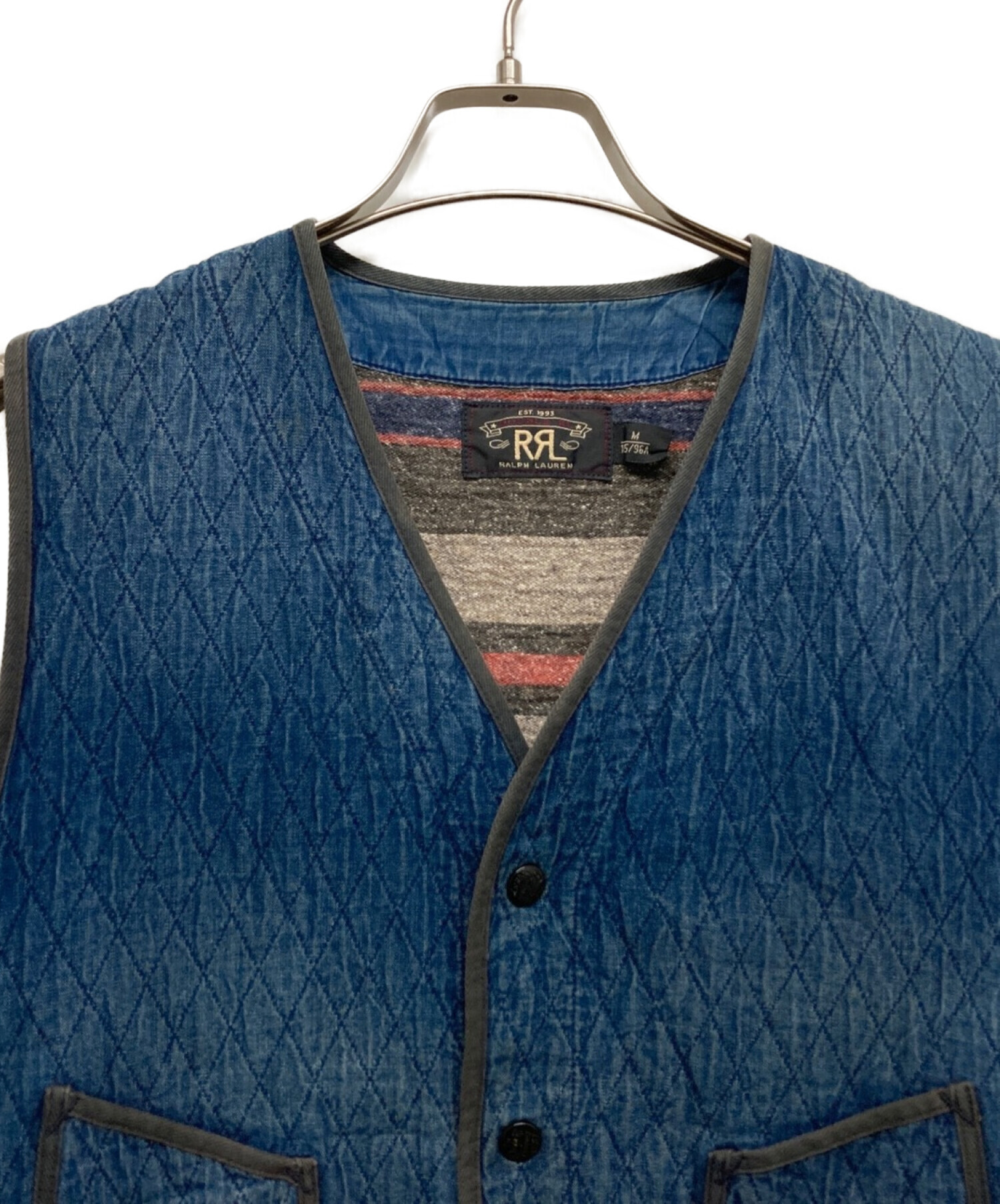 中古・古着通販】RRL (ダブルアールエル) INDIGO QUILTING VEST ブルー