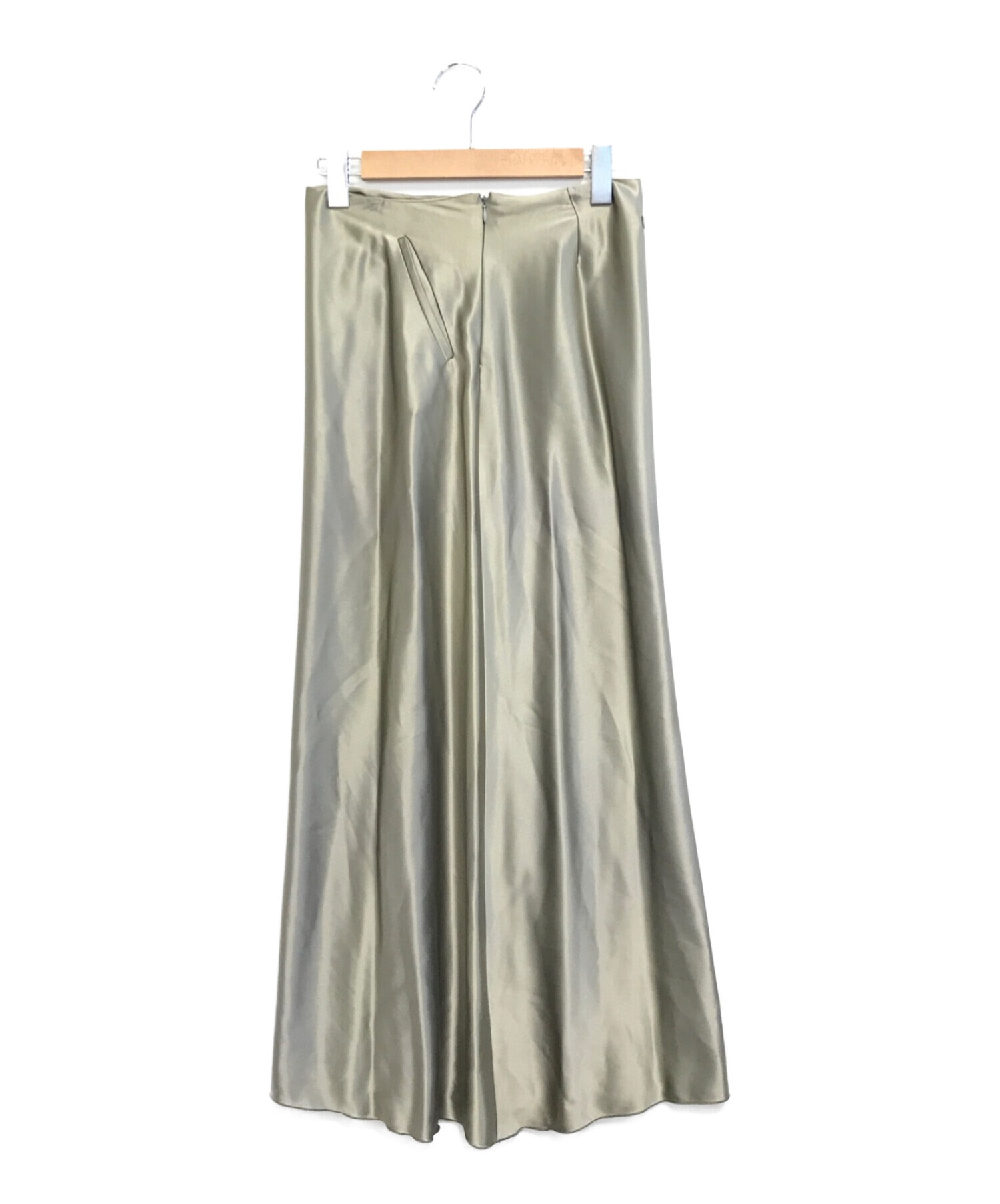 Jean Paul Gaultier FEMME (ジャンポールゴルチェフェム) サイドプリーツサテンスカート オリーブ サイズ:M