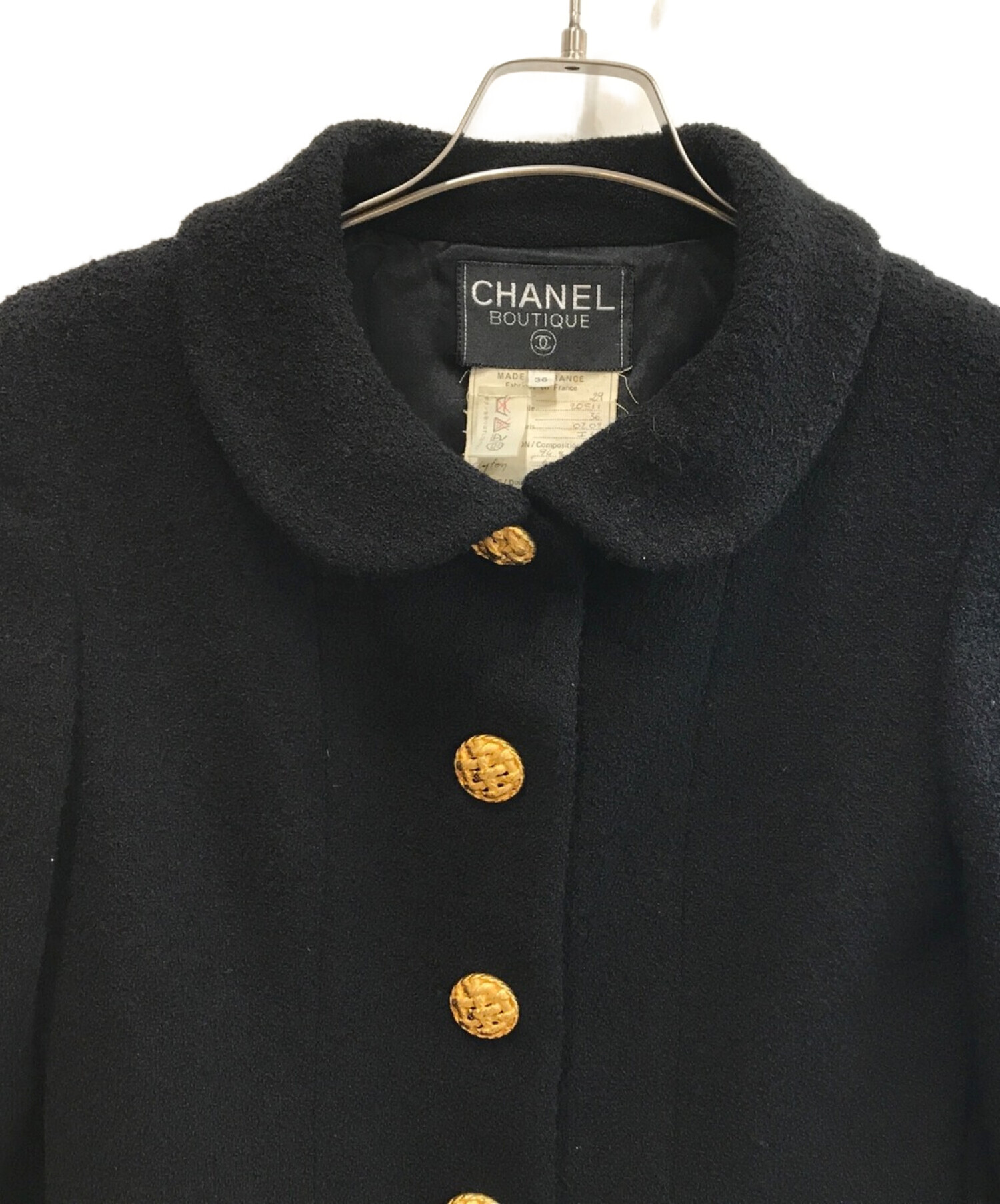 中古・古着通販】CHANEL (シャネル) ウールジャケット ブラック サイズ:36｜ブランド・古着通販 トレファク公式【TREFAC  FASHION】スマホサイト