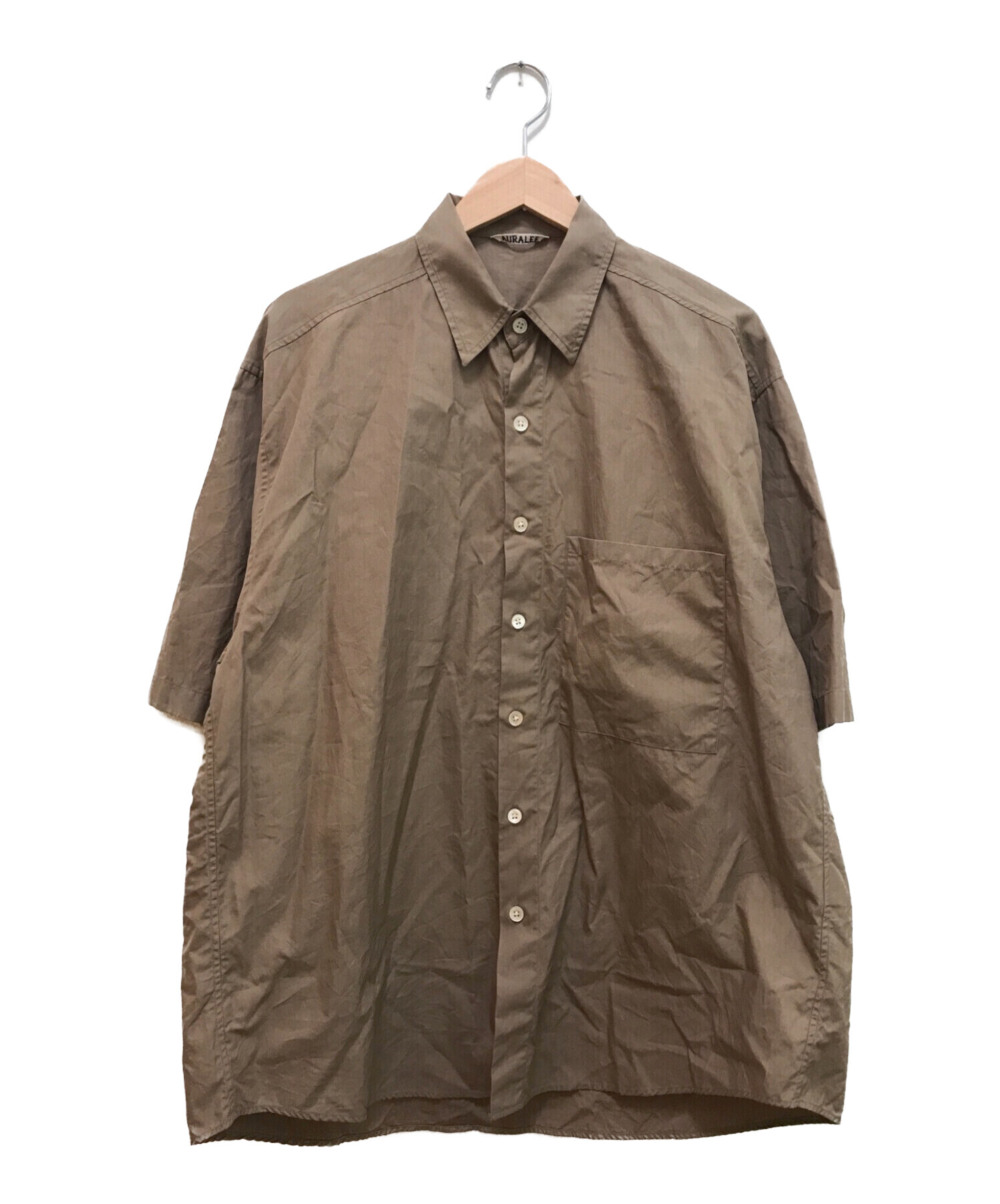 AURALEE (オーラリー) WASHED FINX TWILL HALF SLEEVED BIG SHIRTS ベージュ サイズ:4