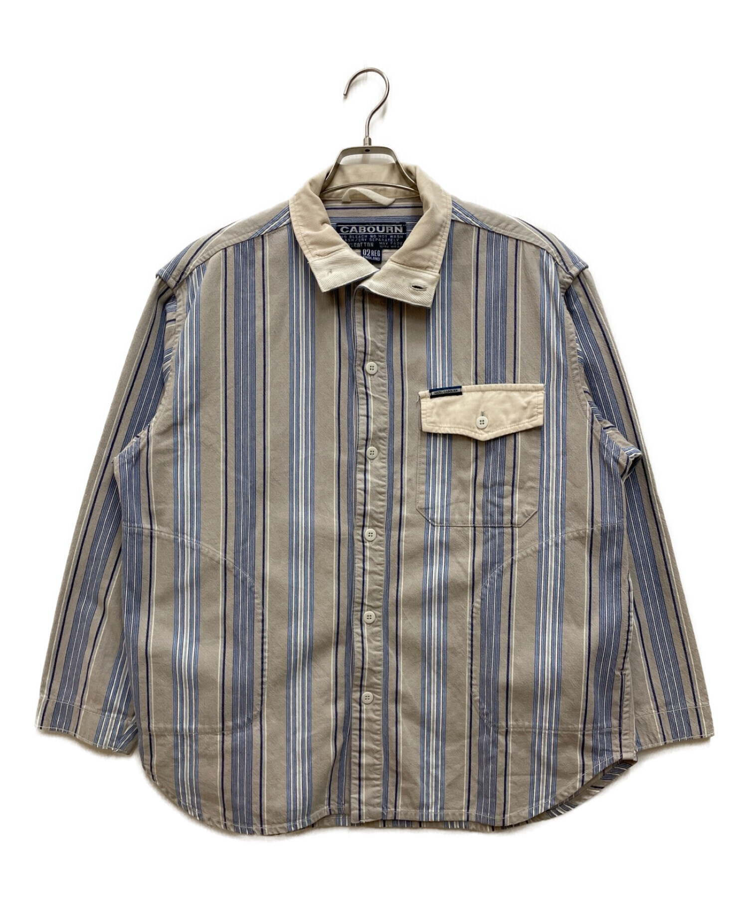 NIGEL CABOURN (ナイジェルケーボン) ストライプシャツ ブルー サイズ:XL