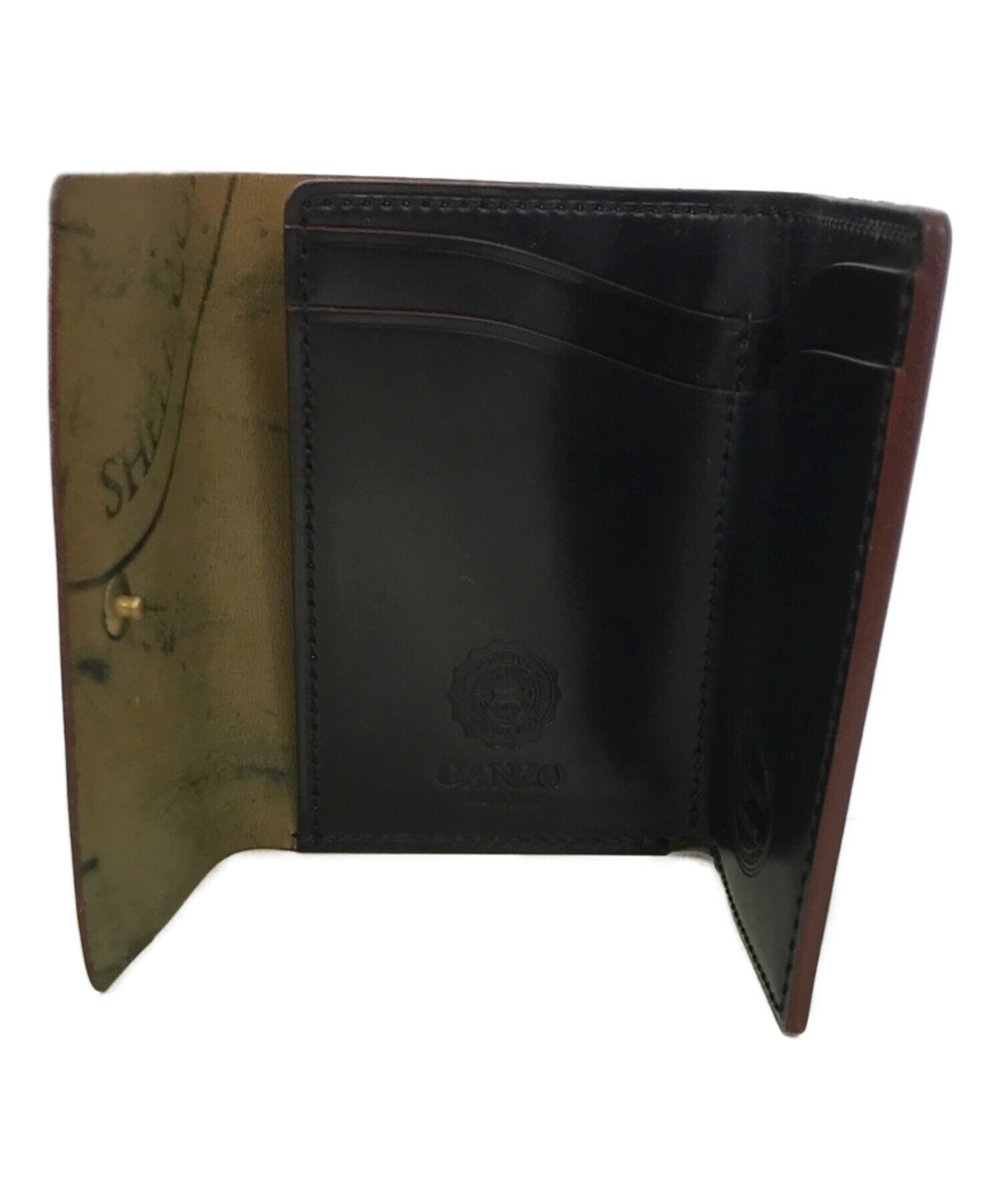 GANZO (ガンゾ) シェルコードバン三つ折り財布 ブラック