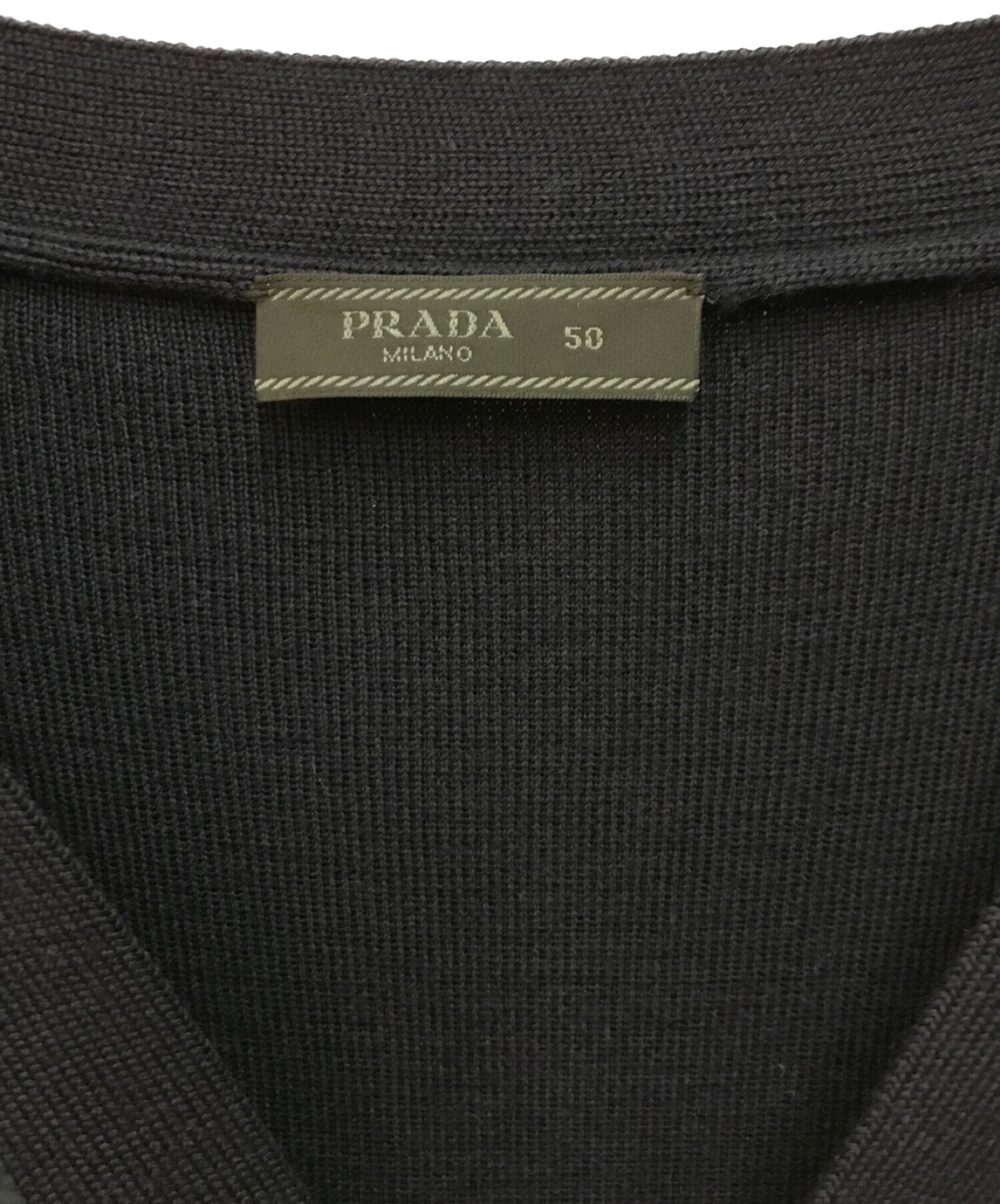 PRADA (プラダ) ナイロン切替カーディガン ネイビー サイズ:50