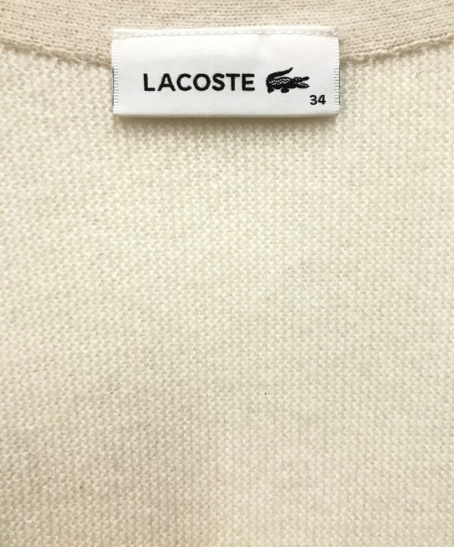 LACOSTE (ラコステ) プレーンVネックニットカーディガン ホワイト サイズ:S