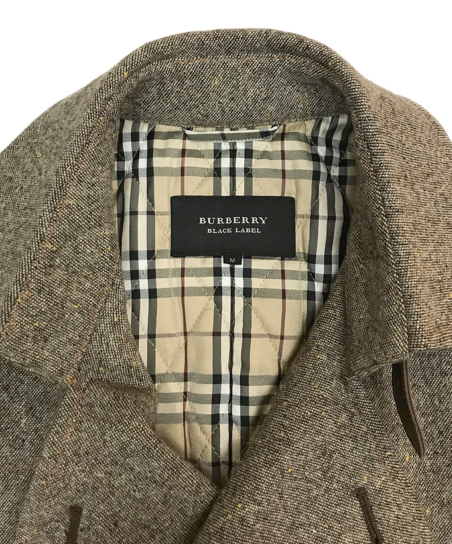 BURBERRY BLACK LABEL (バーバリーブラックレーベル) 裏ノヴァチェック柄Pコート ブラウン サイズ:M