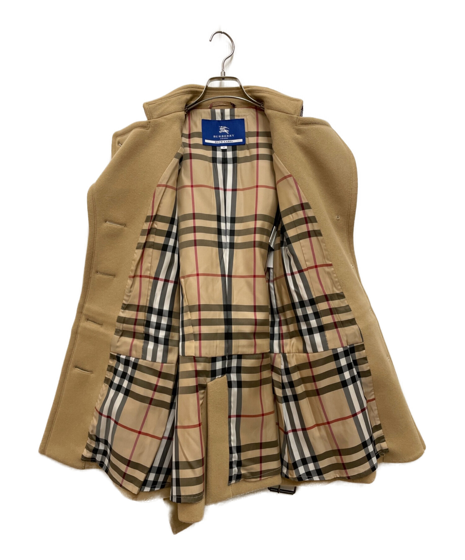 中古・古着通販】BURBERRY BLUE LABEL (バーバリーブルーレーベル) 裏ノバチェックベルト付ウールコート ベージュ サイズ:SIZE  40｜ブランド・古着通販 トレファク公式【TREFAC FASHION】スマホサイト