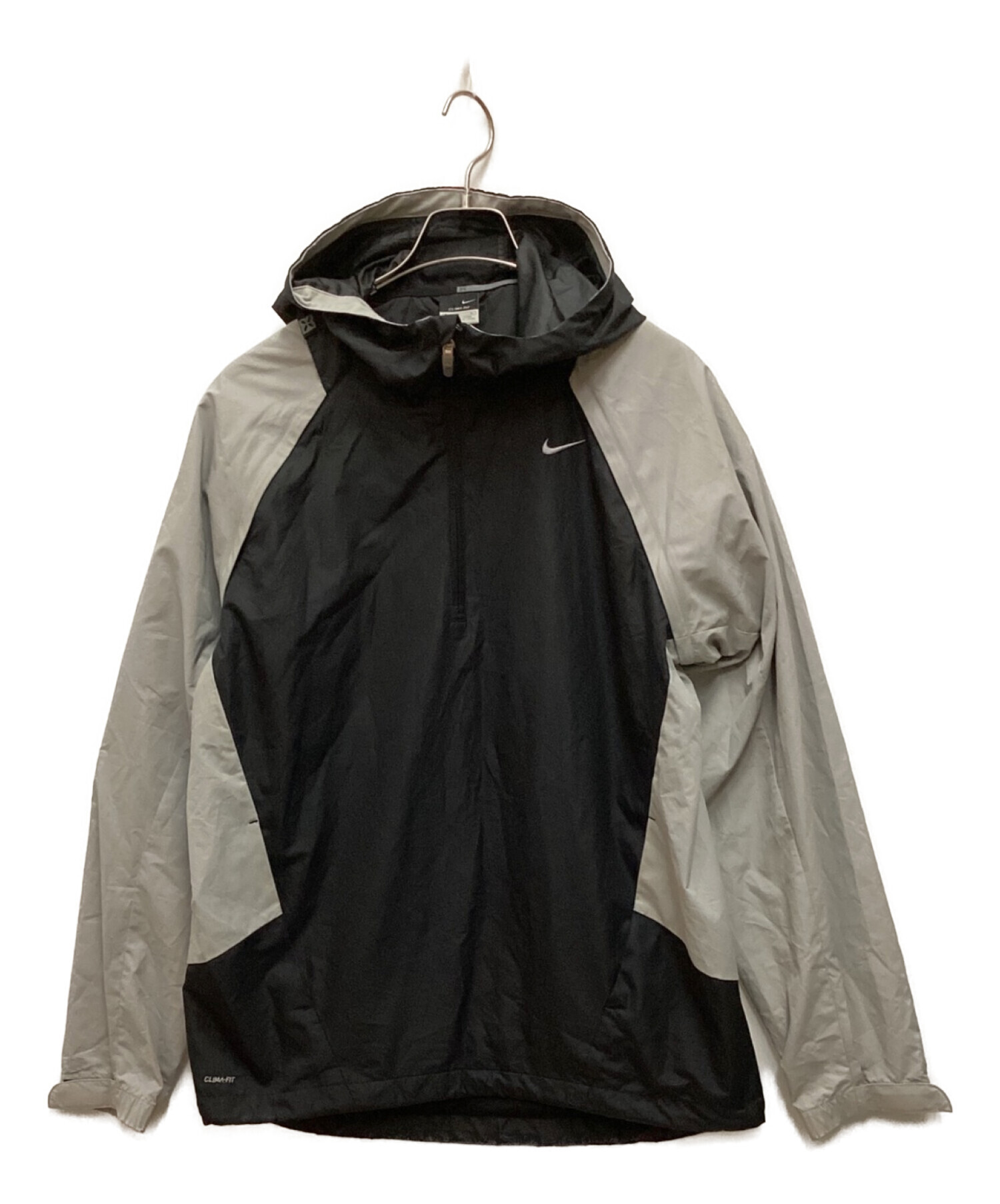 NIKE (ナイキ) ハーフジップジャケット　ナイロンジャケット　ナイロンプルオーバー グレー×ブラック サイズ:L