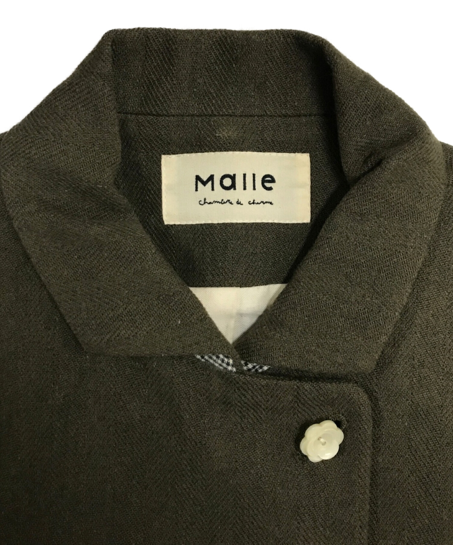 中古・古着通販】Malle (マル) リボン付きウール混ジャケット オリーブ