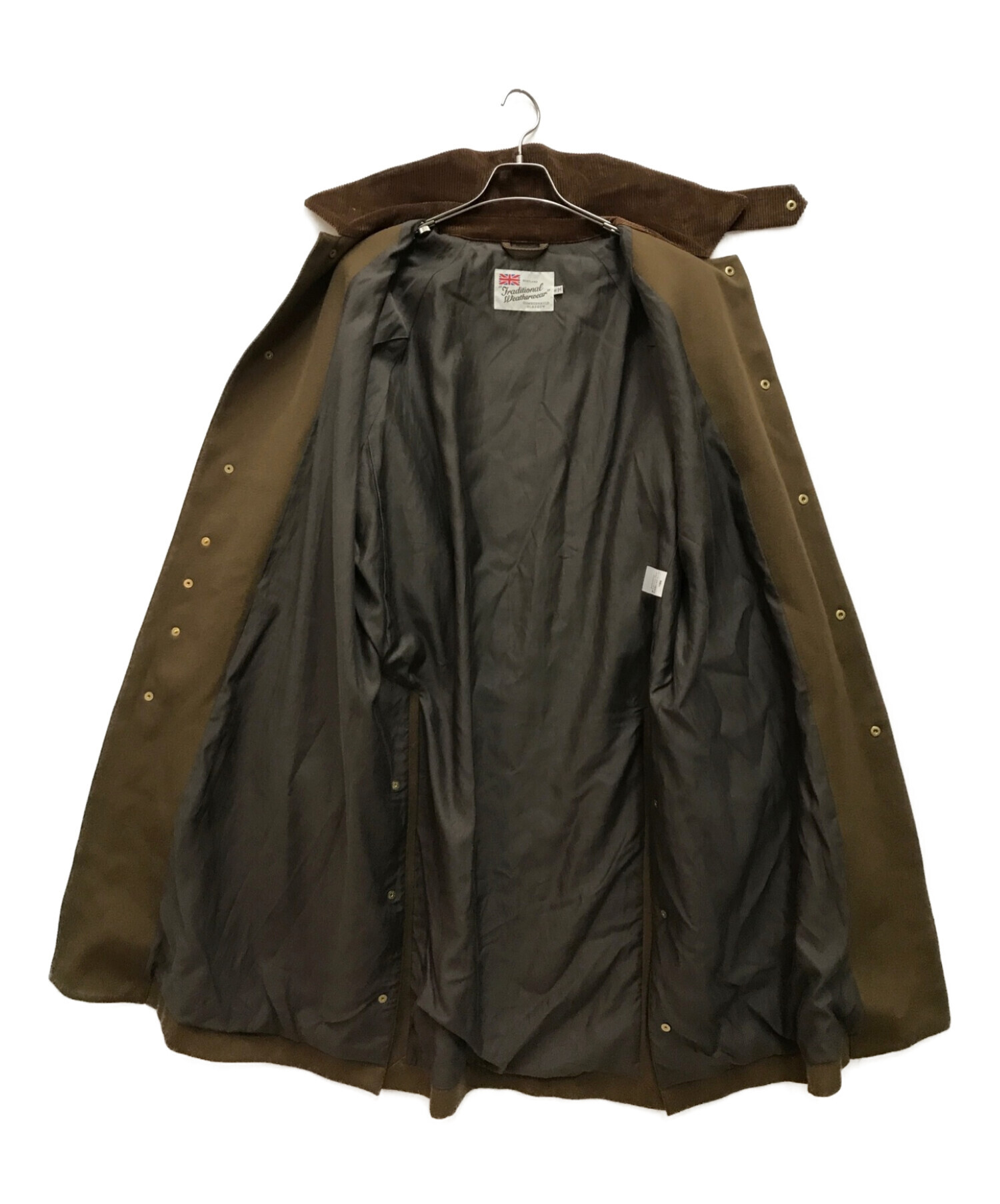 中古・古着通販】Traditional Weatherwear (トラディショナルウェザーウェア) BARGATE バーゲート コート  襟コーデュロイ切り替えウールロングコート ブラウン サイズ:40｜ブランド・古着通販 トレファク公式【TREFAC FASHION】スマホサイト